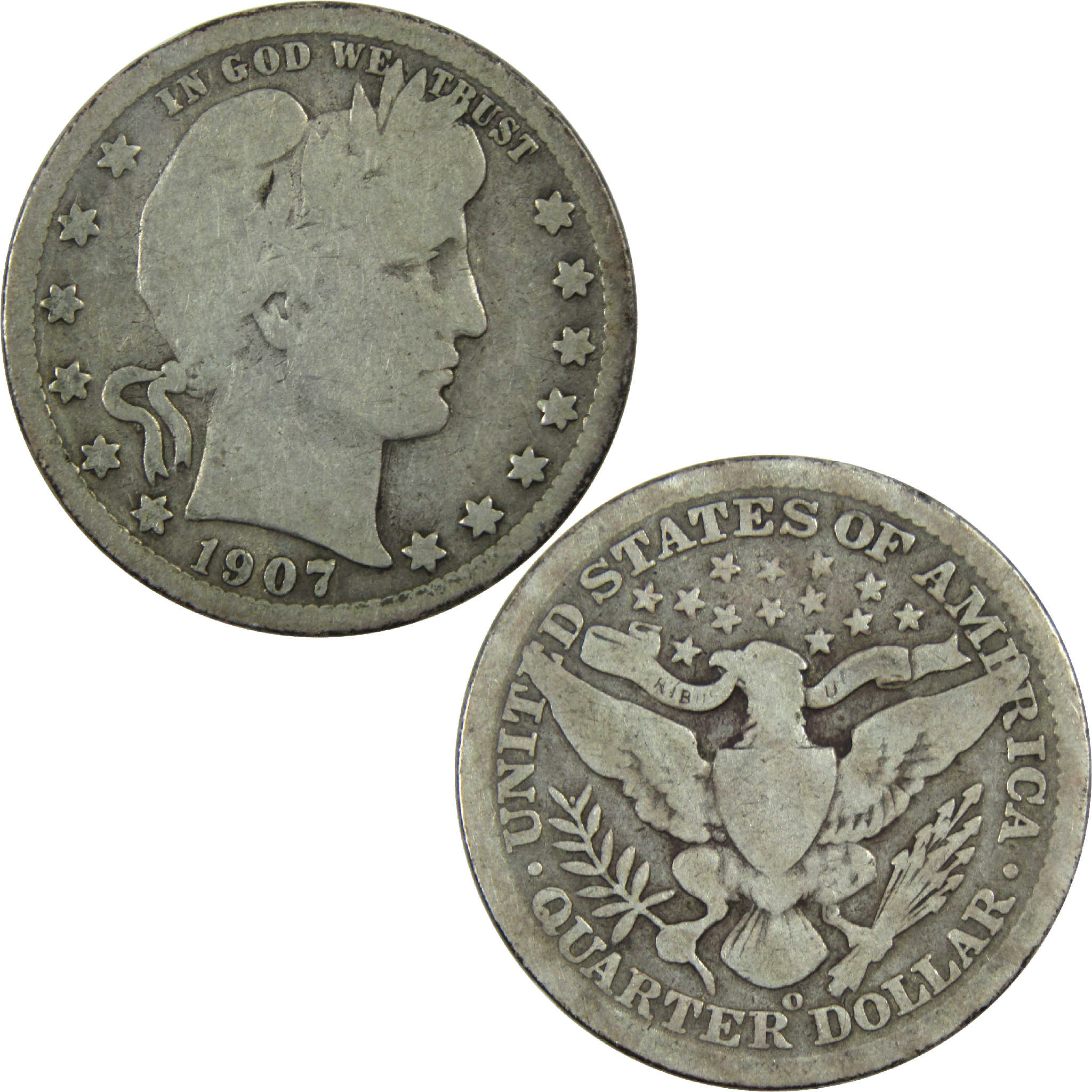 1907 O Barber Quarter G Good Silver 25c Coin SKU:I13196