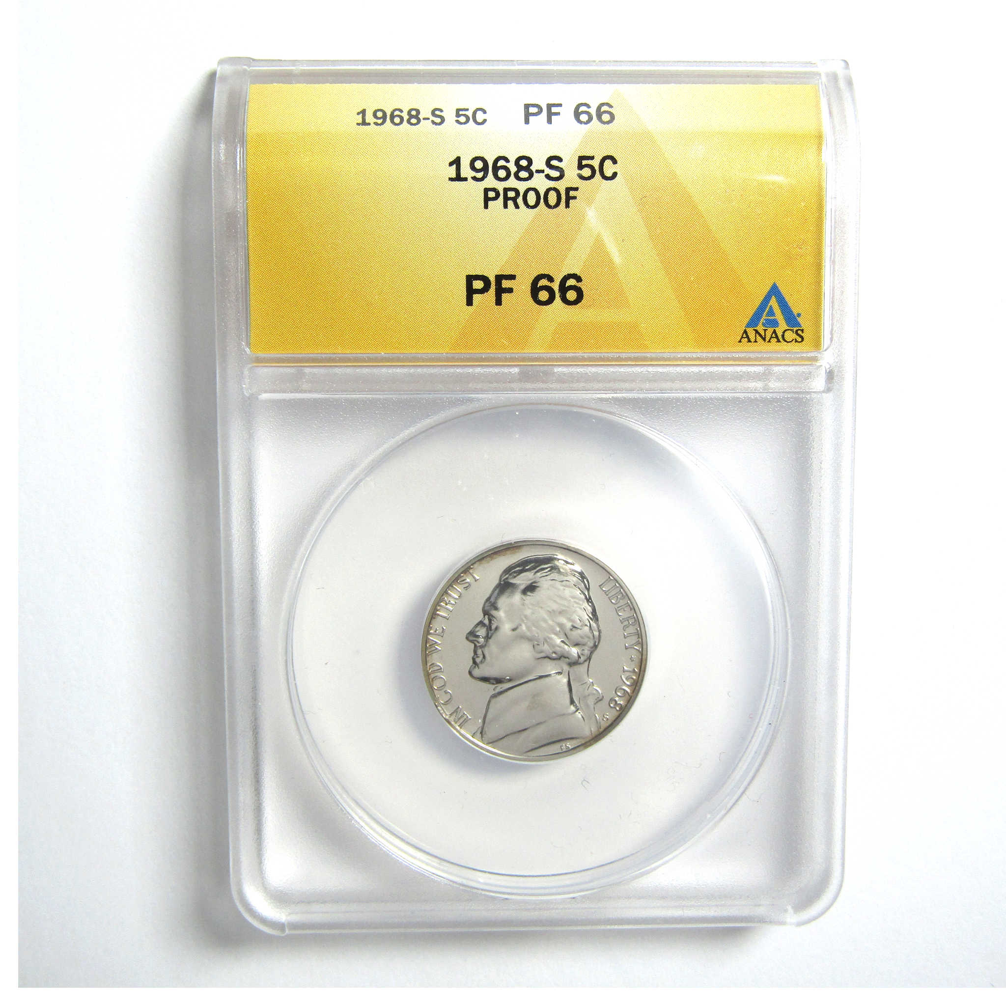 1968 S Jefferson Nickel PF 66 ANACS 5c Proof Coin SKU:CPC5072