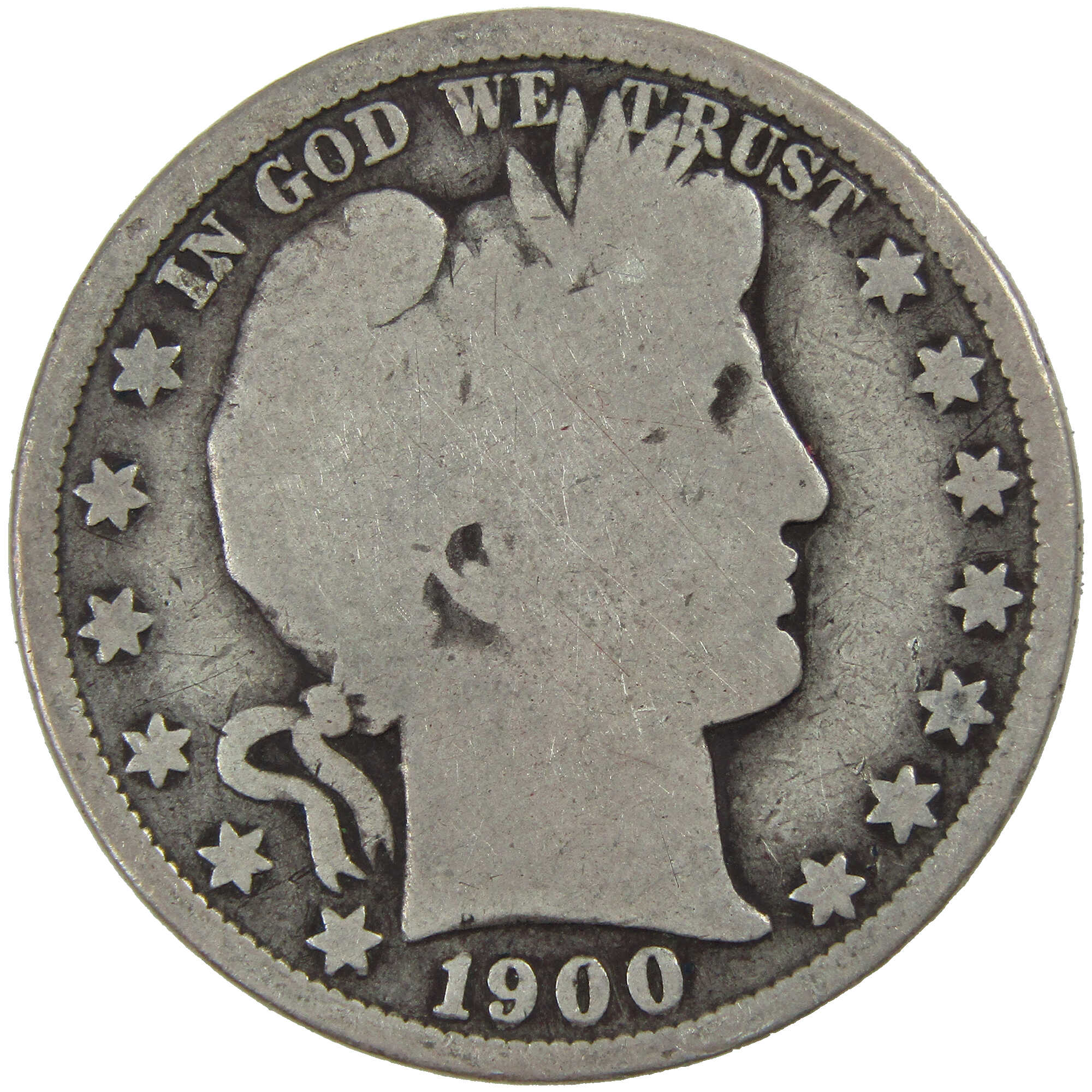 1900 Barber Half Dollar G Good Silver 50c Coin SKU:I12756