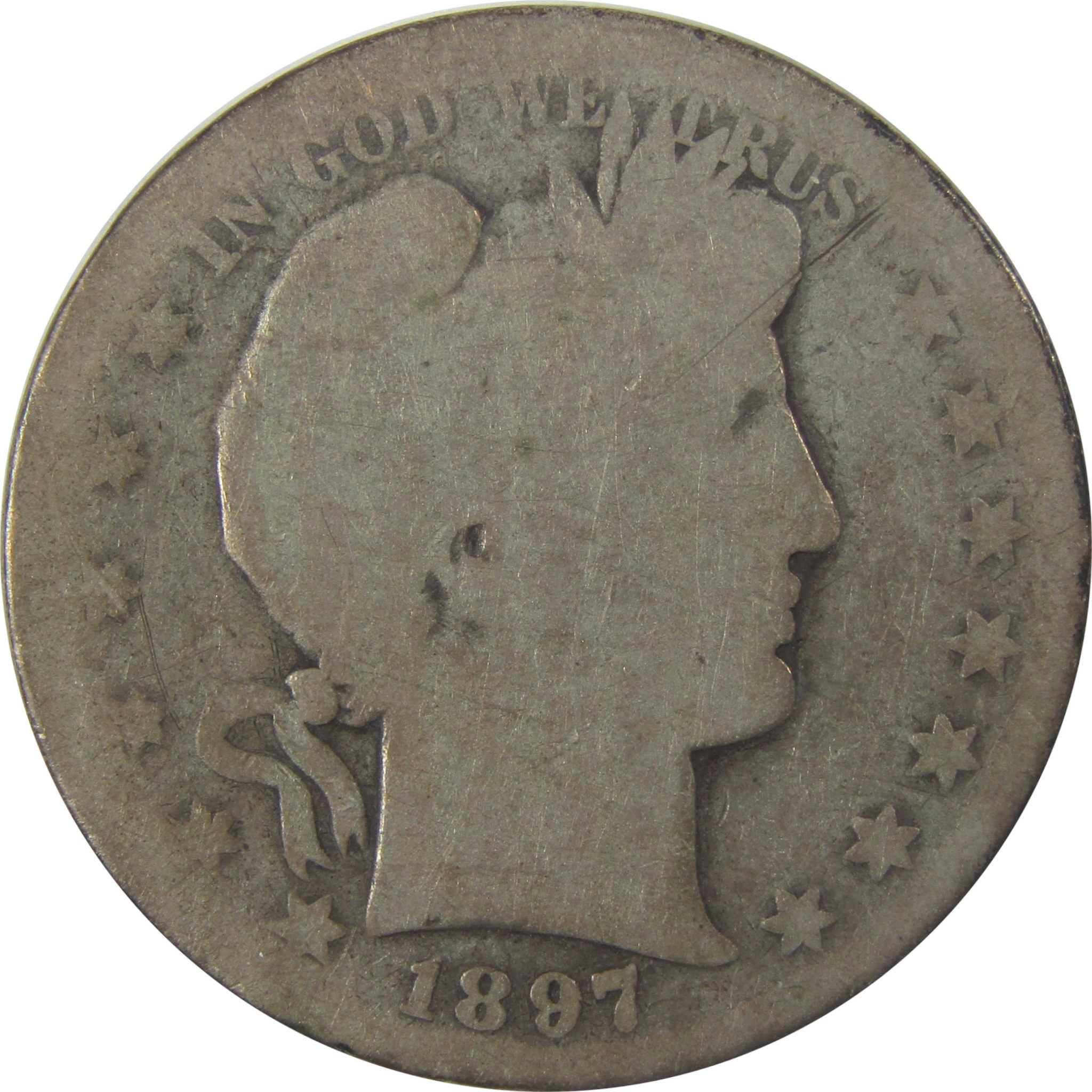 1897 S Barber Silver Half Dollar AG About Good 50c Coin SKU:I25189