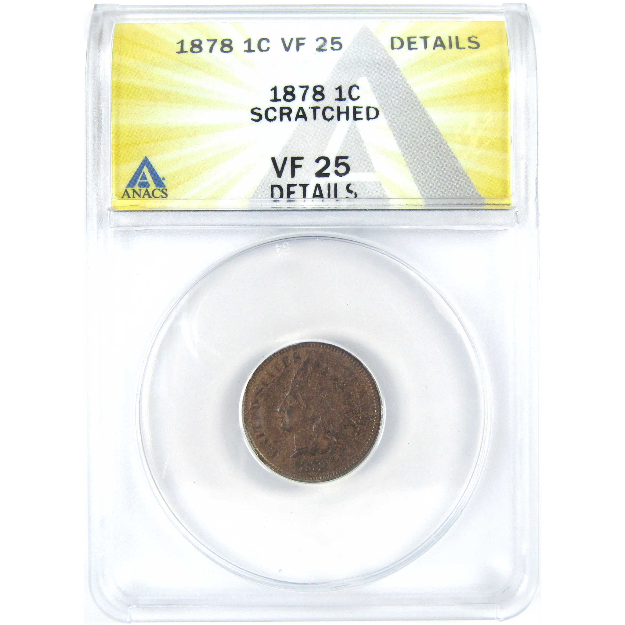 1878 Indian Head Cent VF 25 Details ANACS Penny 1c Coin SKU:I16083