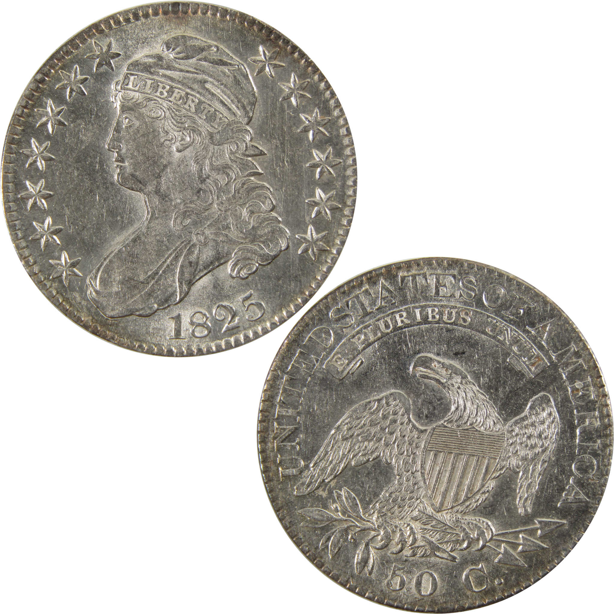 1825 Capped Bust Half Dollar Borderline Uncirculated Silver SKU:I10027