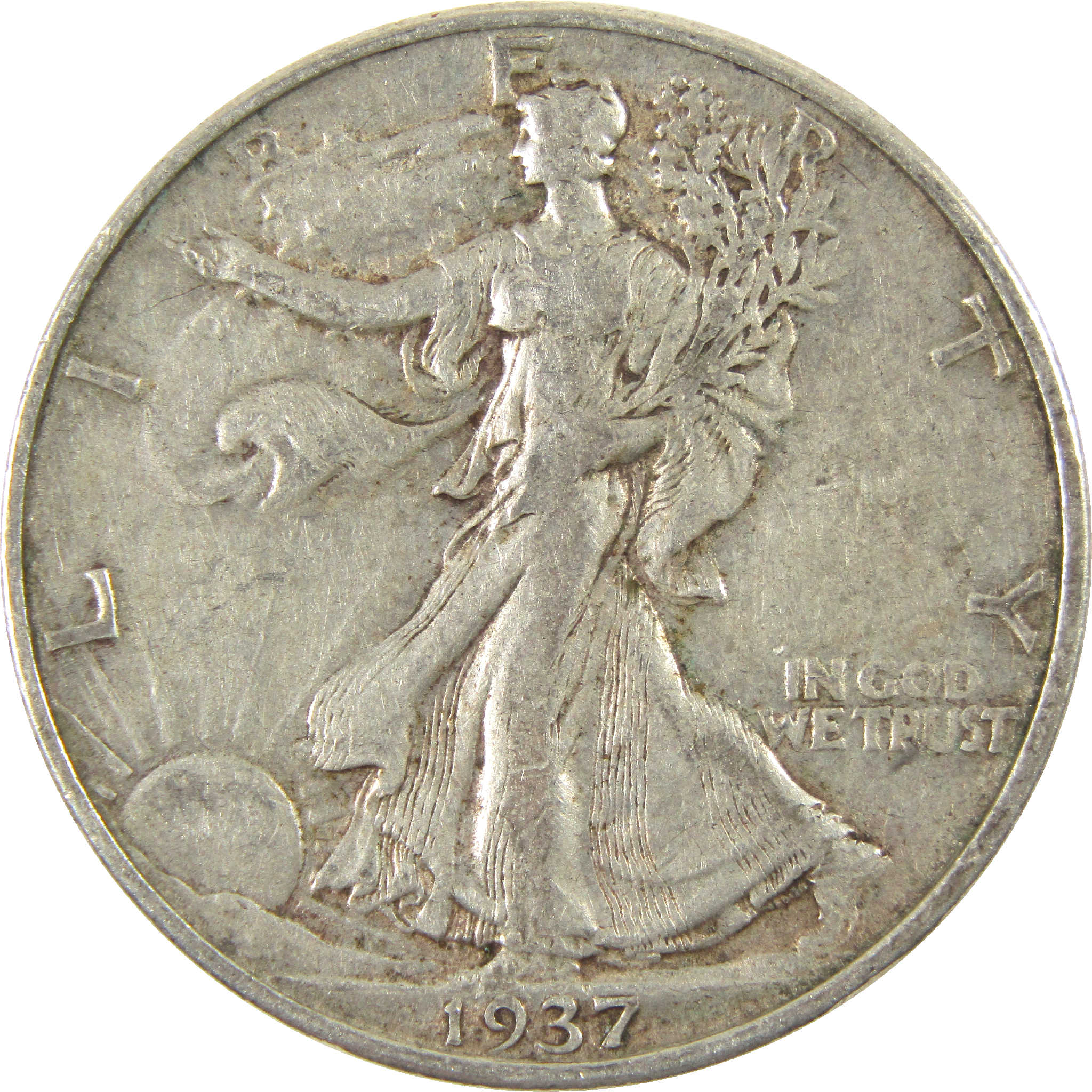 1937 Liberty Walking Half Dollar VF Very Fine Silver 50c Coin