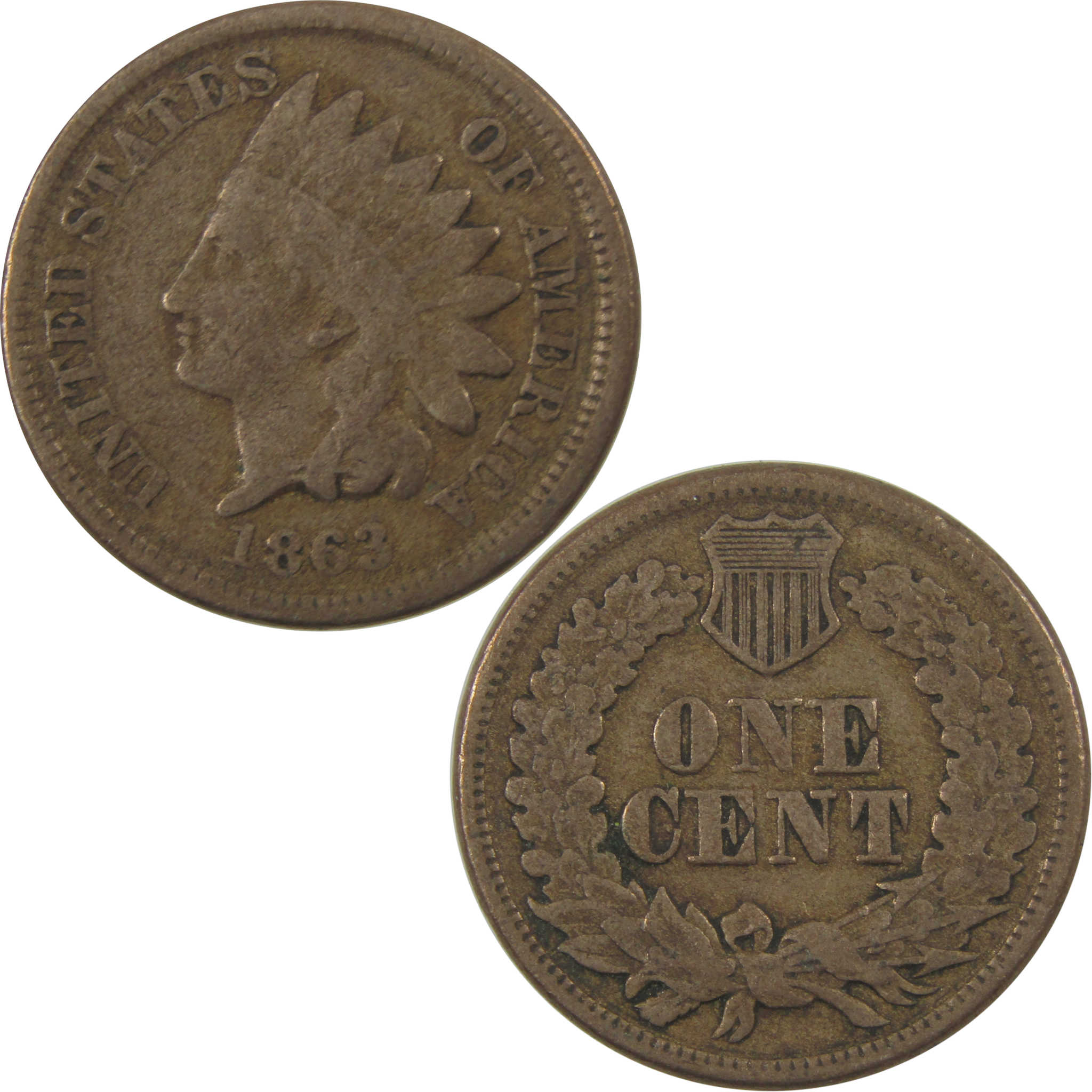 1863 Indian Head Cent VG Very Good Penny 1c Coin SKU:I24299