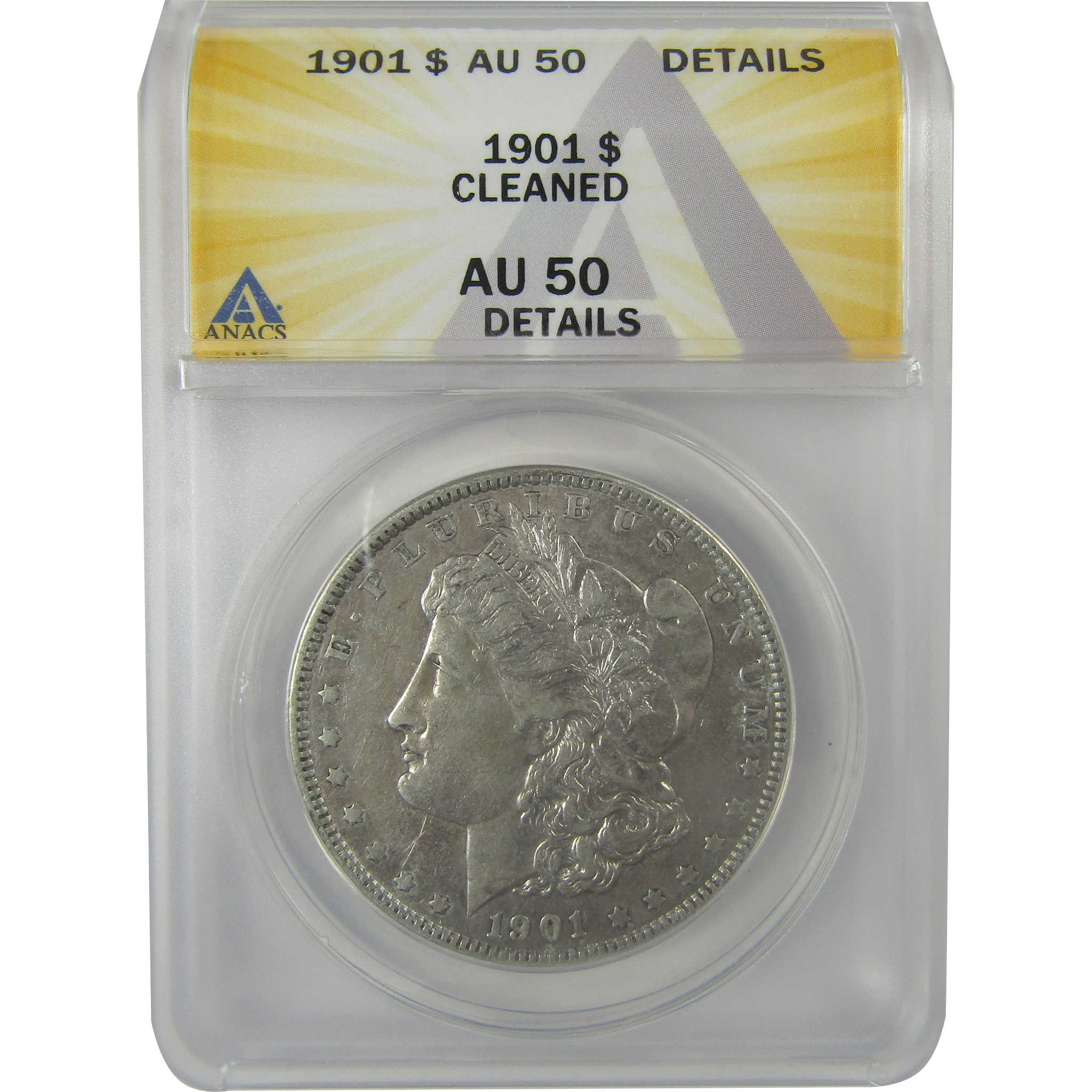 1901 Morgan Dollar AU 50 Details ANACS Silver $1 Coin SKU:I21266 - Morgan coin - Morgan silver dollar - Morgan silver dollar for sale - Profile Coins &amp; Collectibles