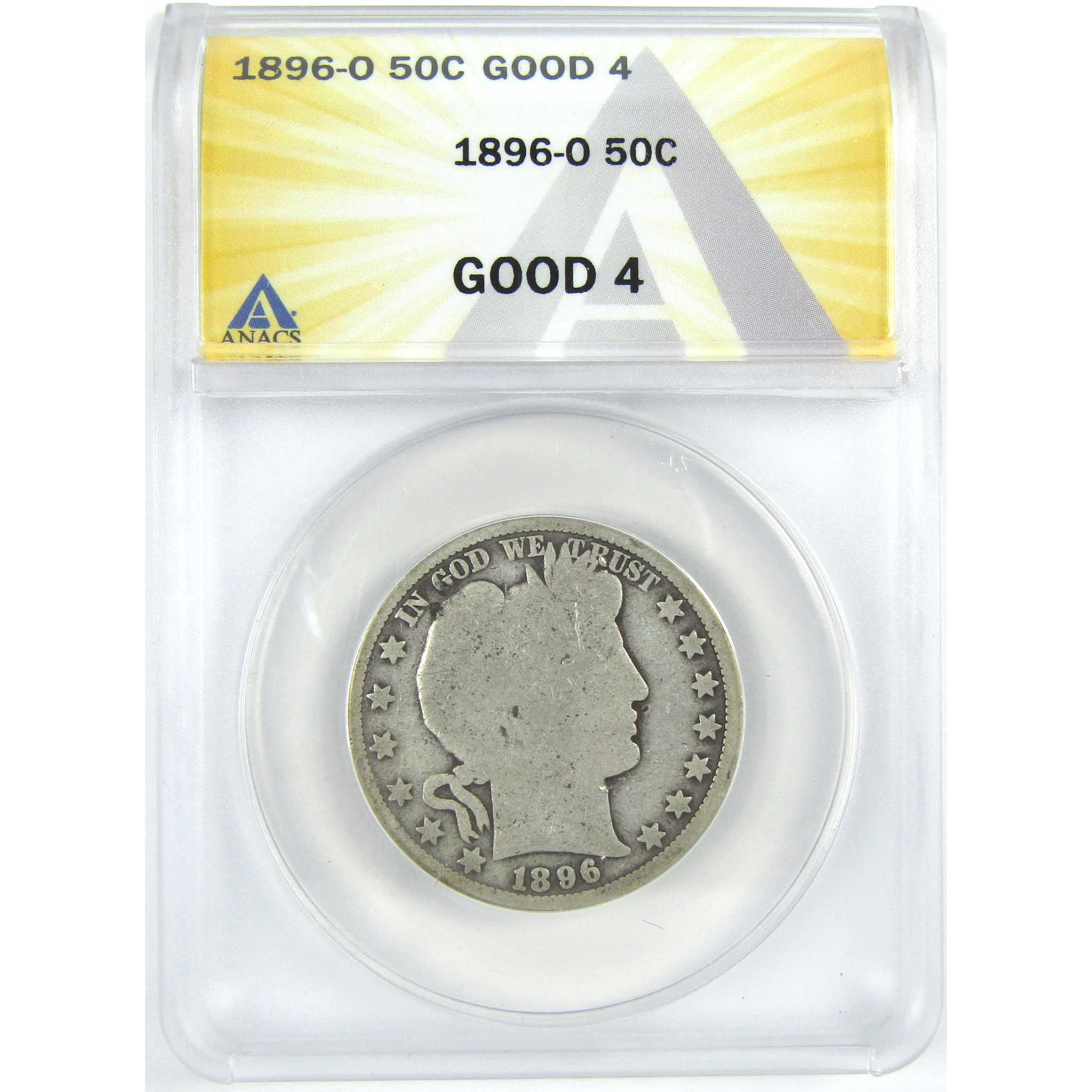 1896 O Barber Half Dollar G 4 ANACS Silver 50c Coin SKU:I16346