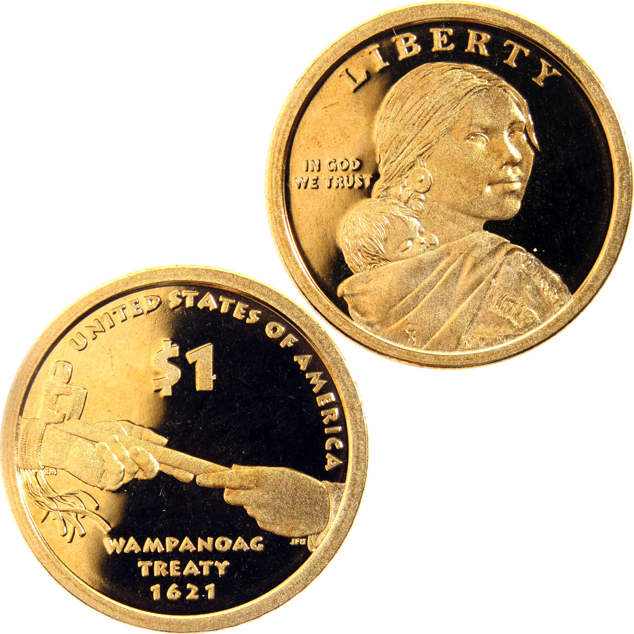 2011 S Wampanoag Treaty Native American Dollar Choice Proof $1 Coin