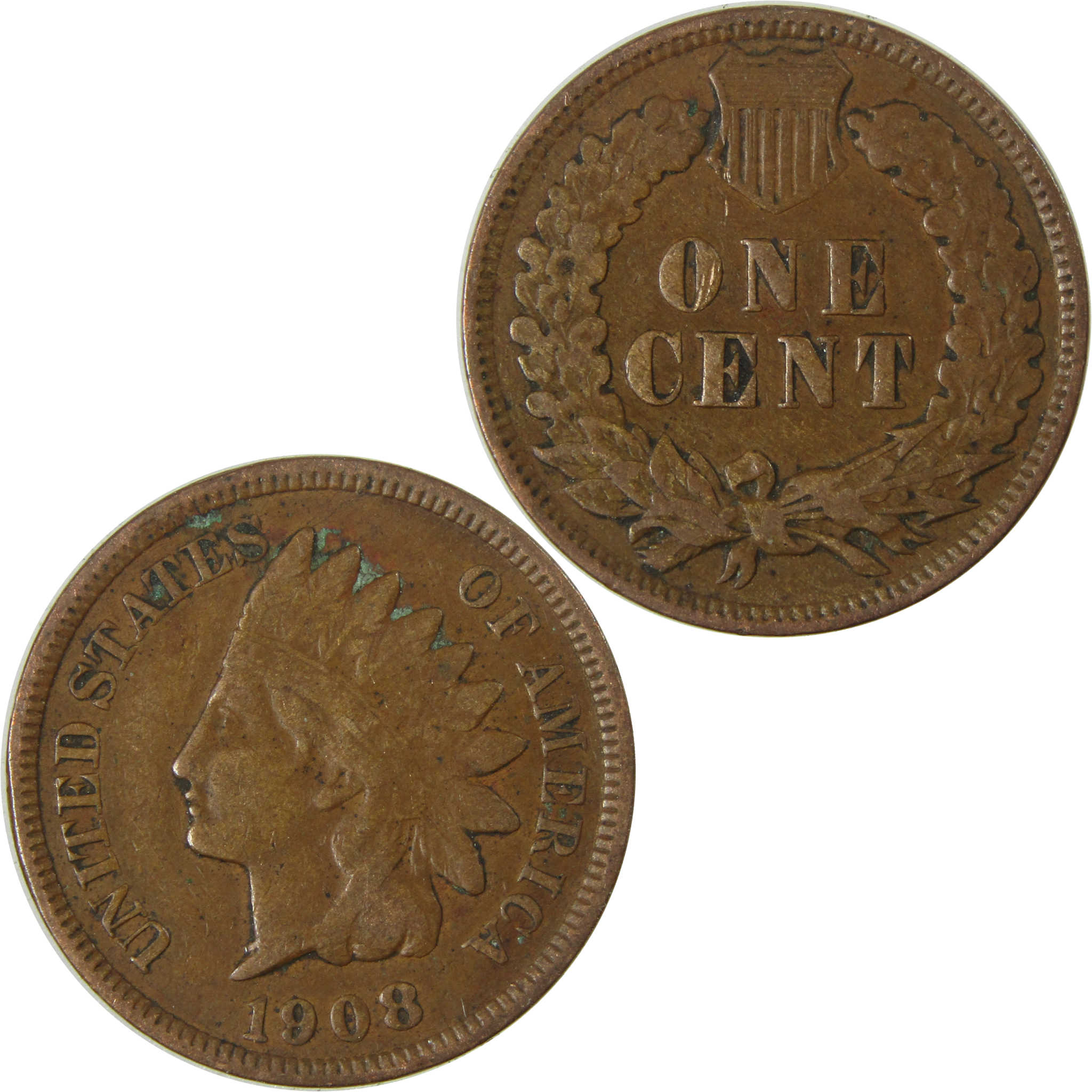 1908 Indian Head Cent VF Very Fine Penny 1c Coin SKU:I27005