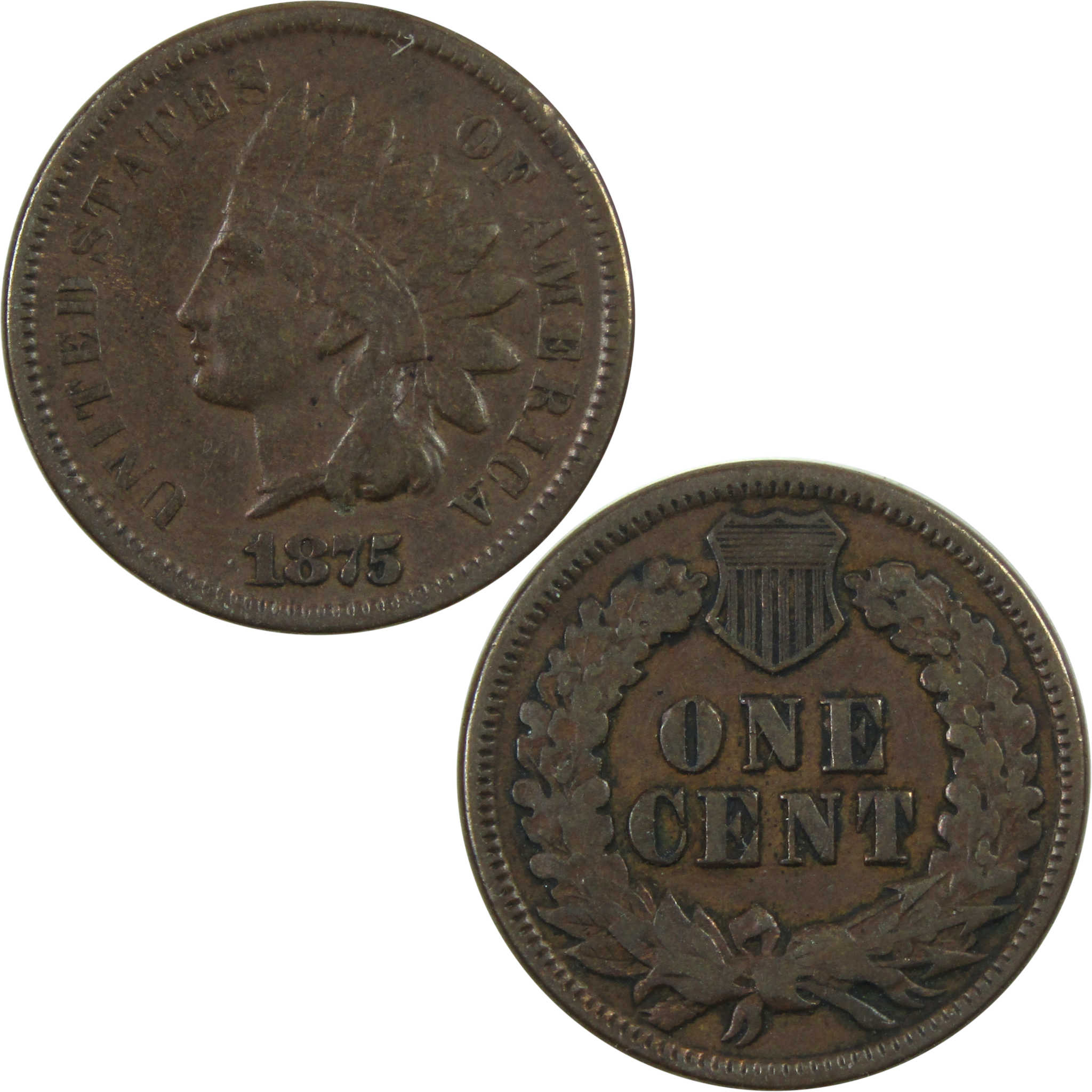 1875 Indian Head Cent VF Very Fine Penny 1c Coin SKU:I14237