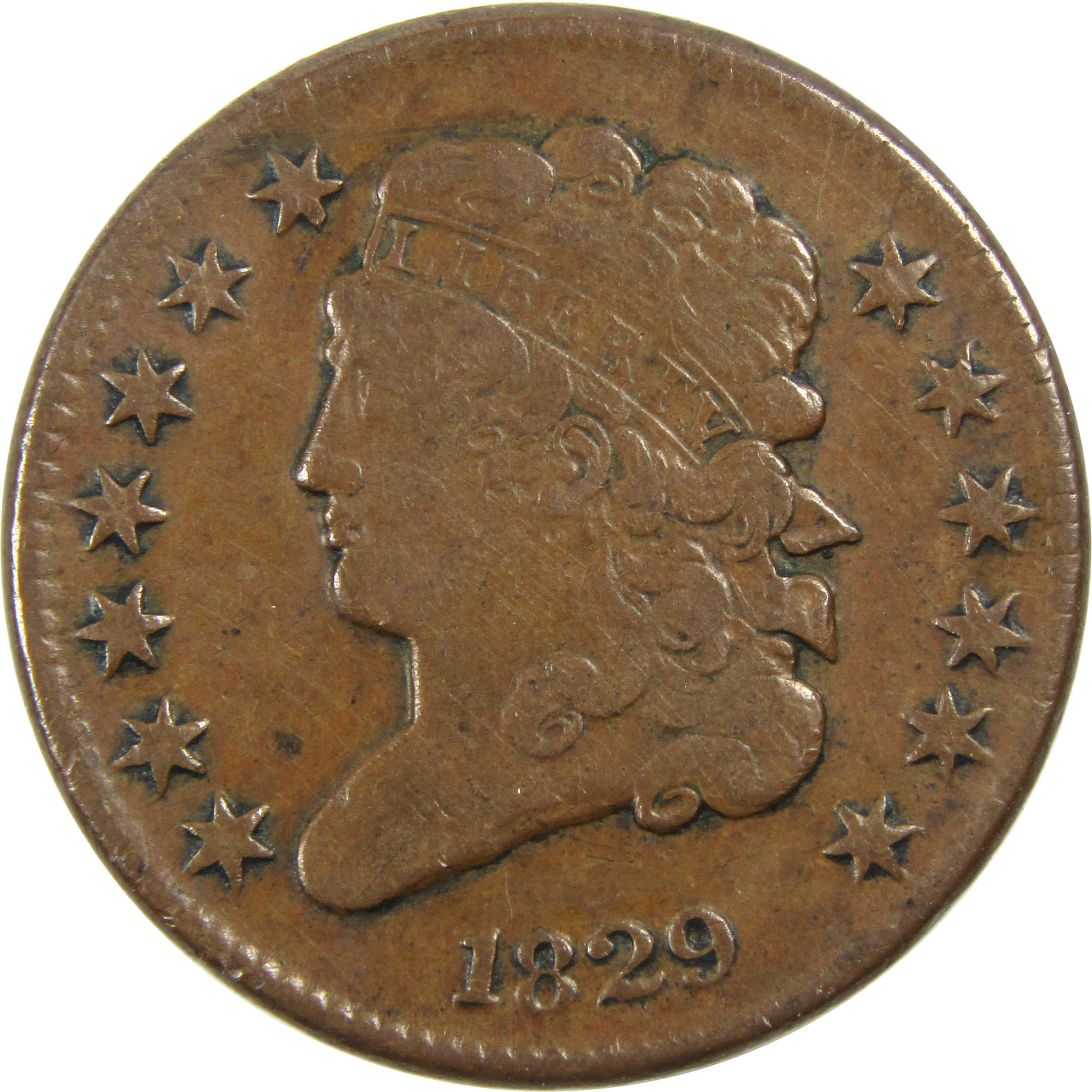 1829 Classic Head Half Cent VF Very Fine Copper Penny SKU:I13265