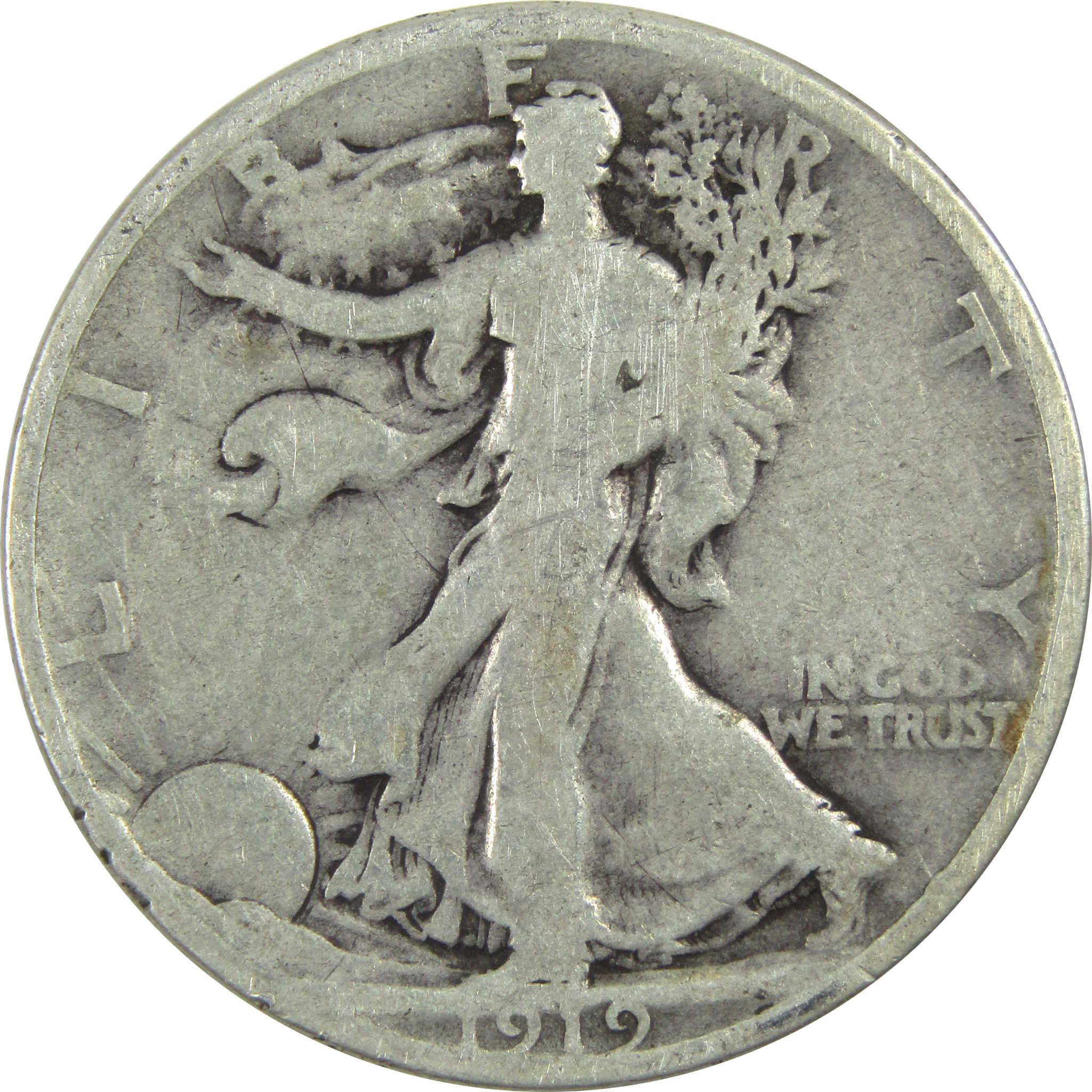 1919 Liberty Walking Half Dollar G Good Silver 50c Coin SKU:I13497