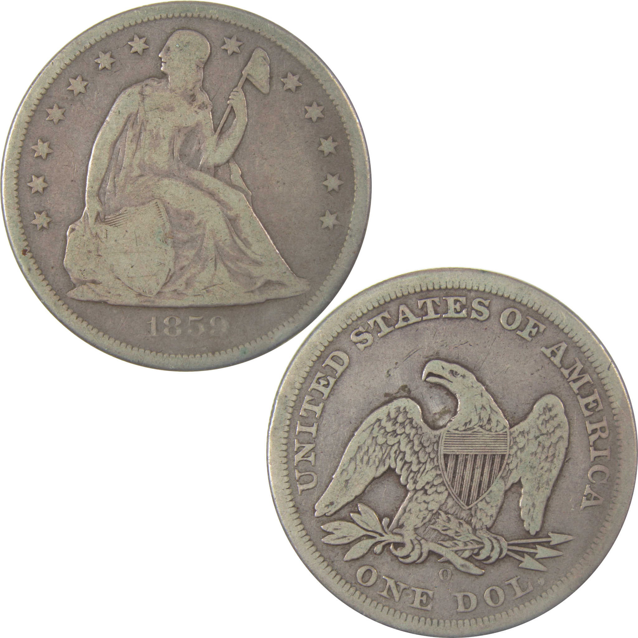 1859 O Seated Liberty Silver Dollar VG Very Good $1 Coin SKU:I24656