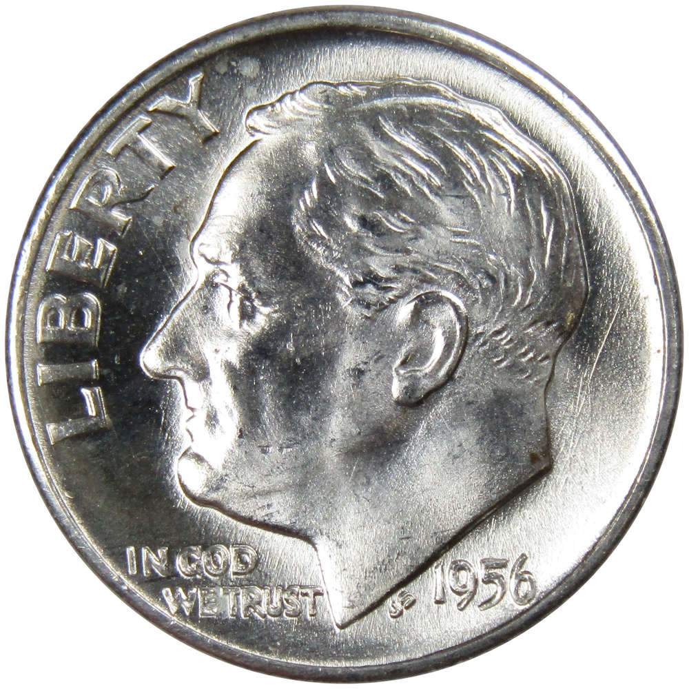 1956 D Roosevelt Silver Dime Uncirculated Mint State 10c Coin