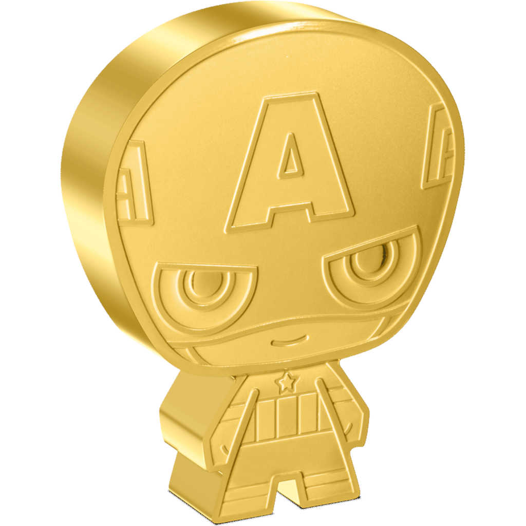 Marvel Captain America Chibi 1 oz .999 Silver Gilded $2 COA SKU:OPC160