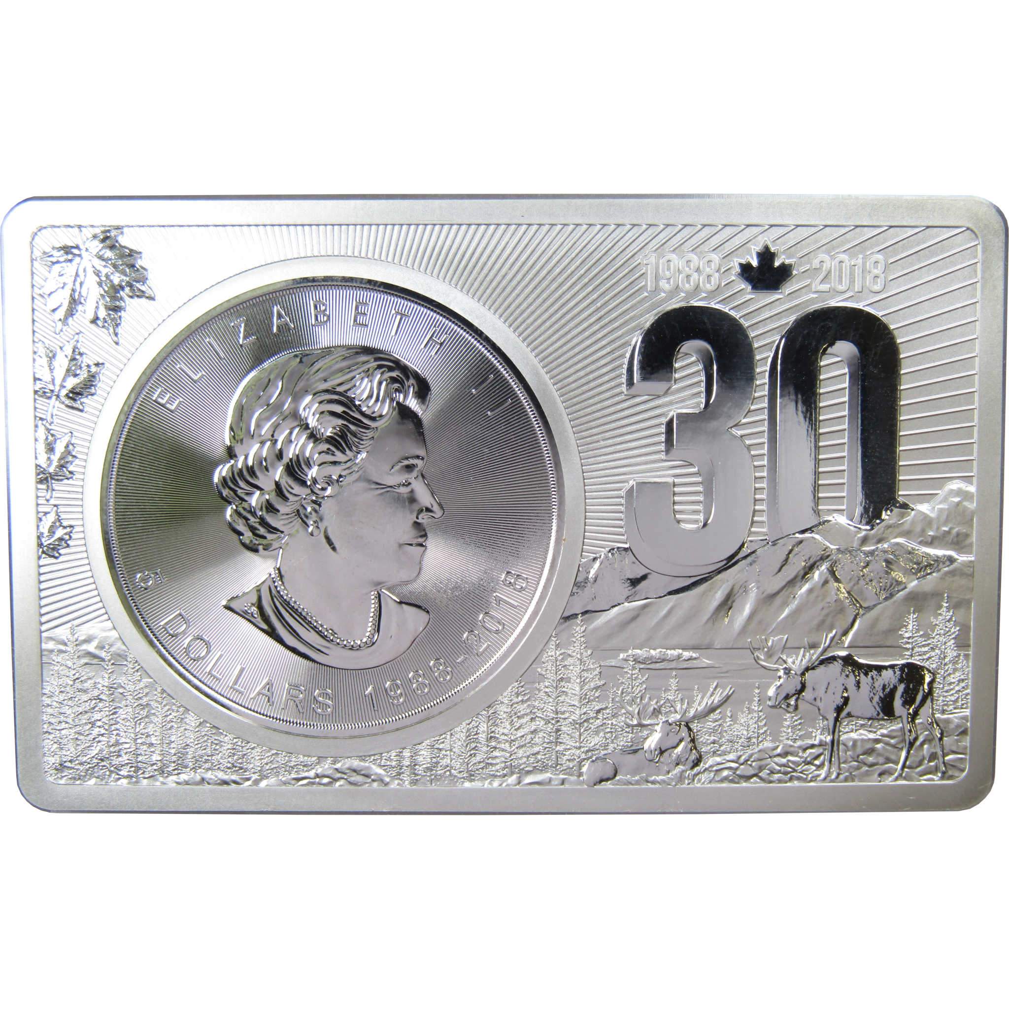 2018 Canadian Maple Leaf 30th Anniversary 3 oz Silver Coin & Bar Set