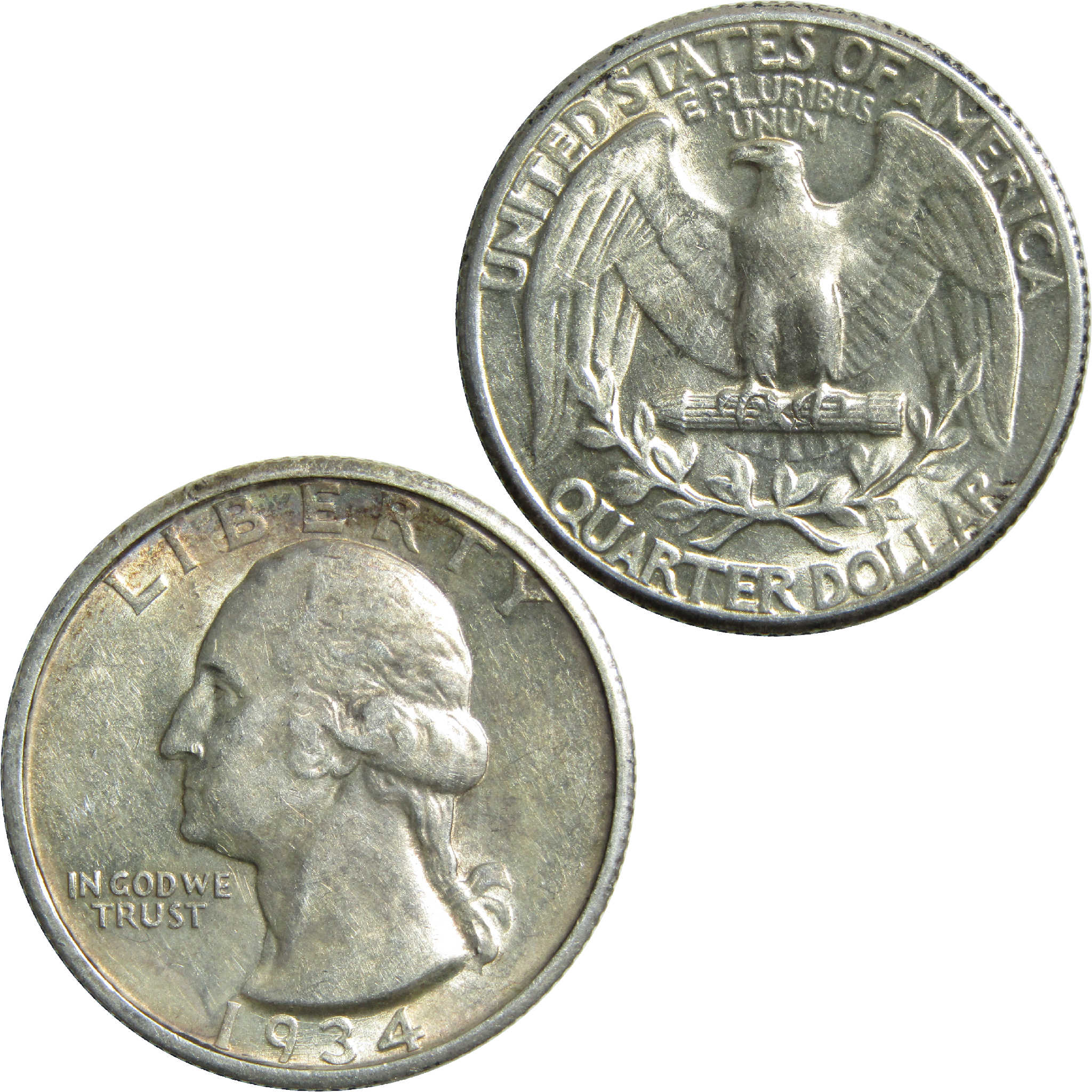 1934 Medium Motto Washington Quarter AU Silver SKU:I13585