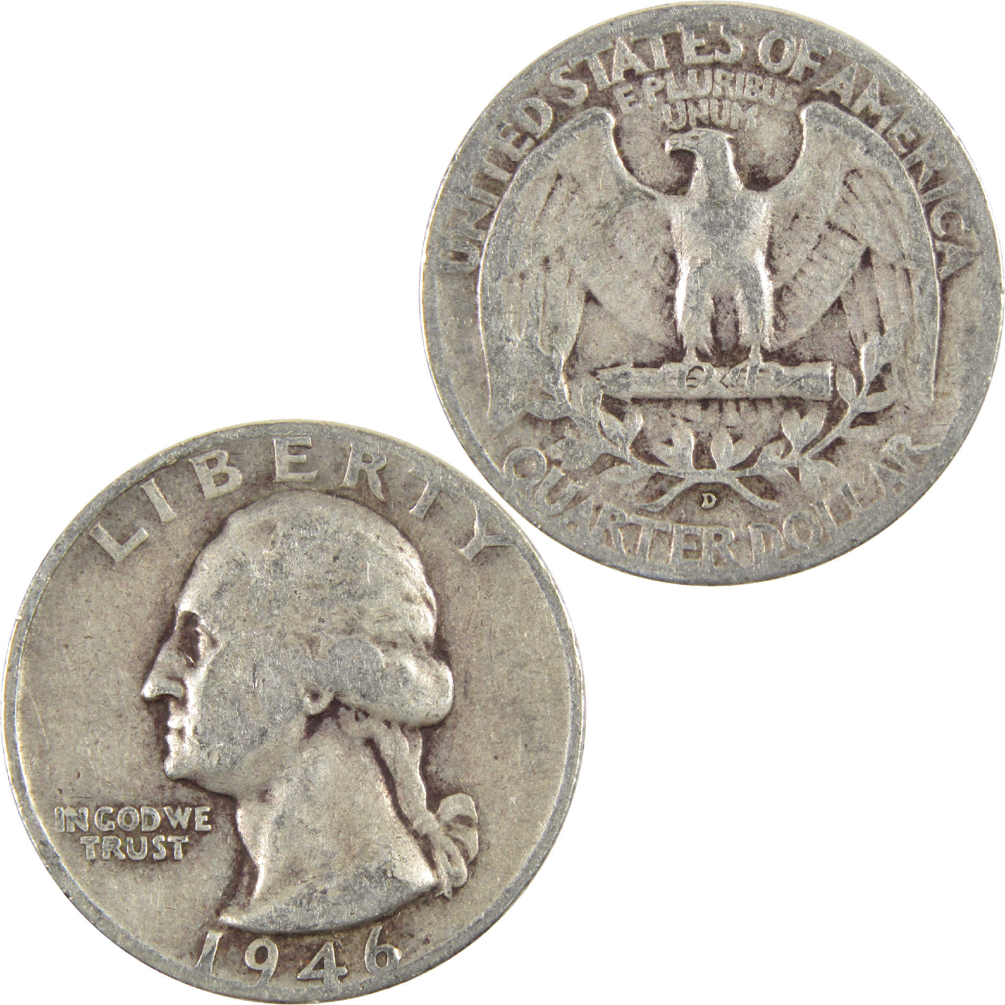 1946 D Washington Quarter VG Very Good Silver 25c Coin