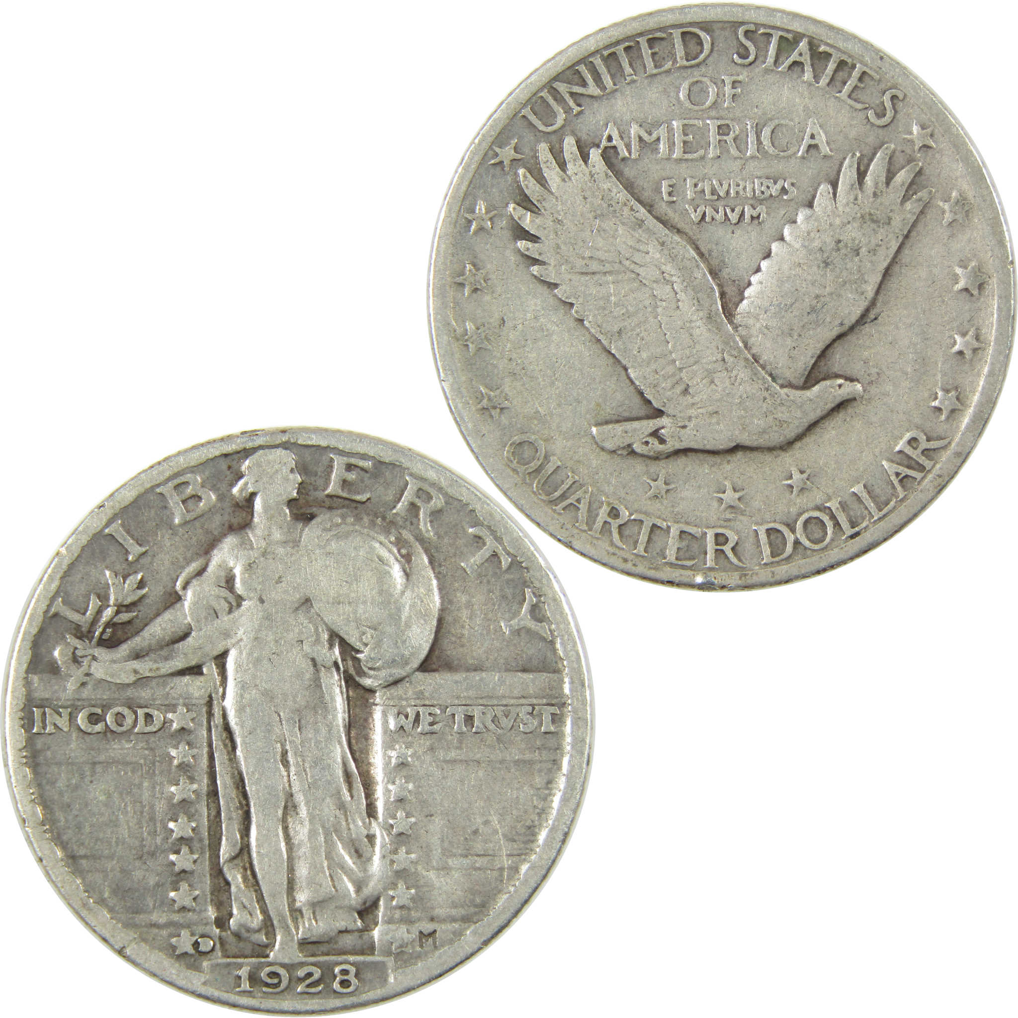 1928 D Standing Liberty Silver Quarter F Fine 25c Coin Collectible