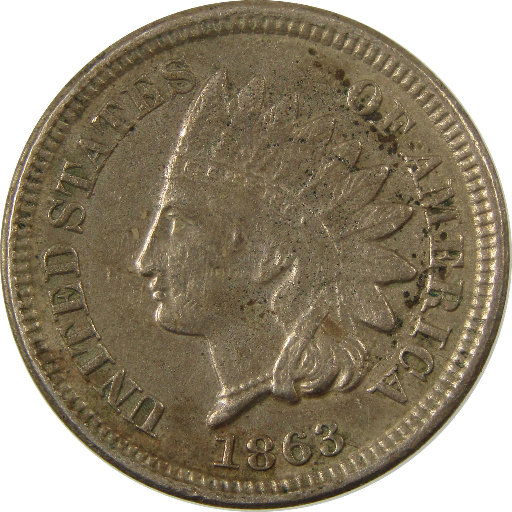 1863 Indian Head Cent XF EF Extremely Fine Penny 1c Coin SKU:CP1289