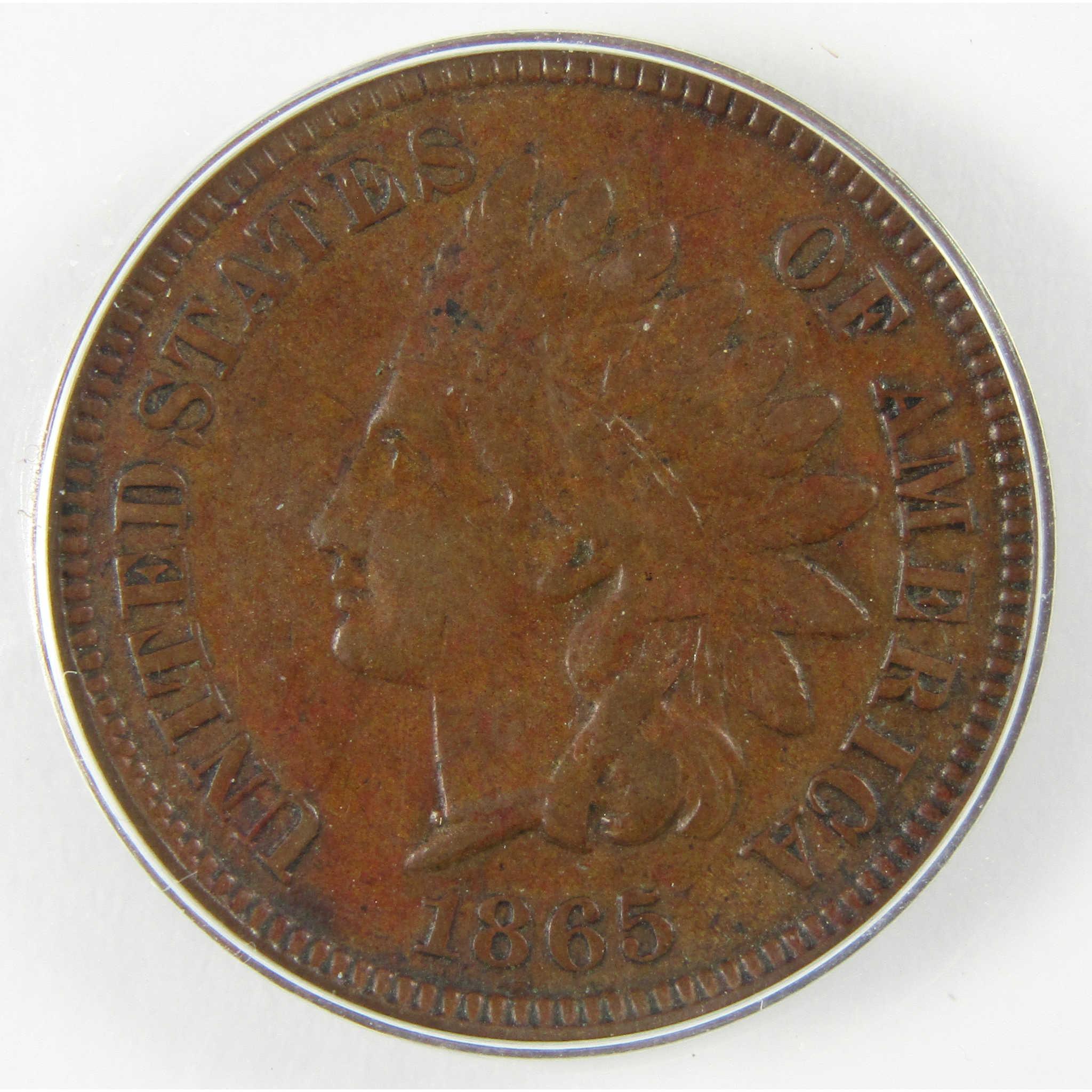 1865 Fancy 5 Indian Head Cent VF 30 ANACS Penny 1c Coin SKU:CP622