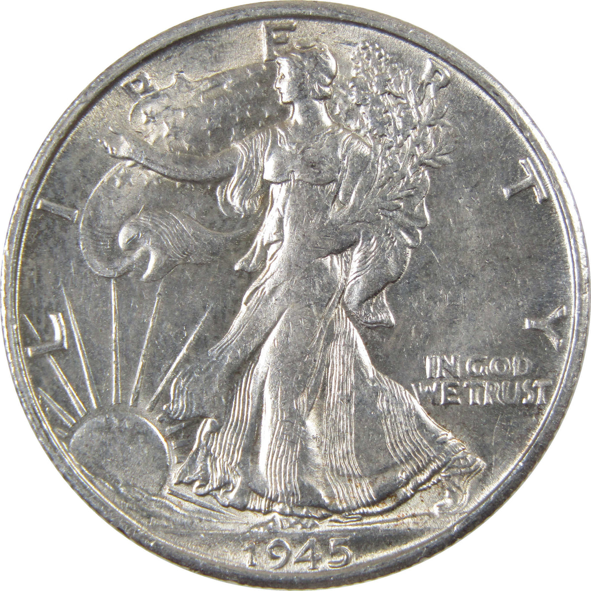 1945 S Liberty Walking Silver 50c Borderline Uncirculated SKU:I28671