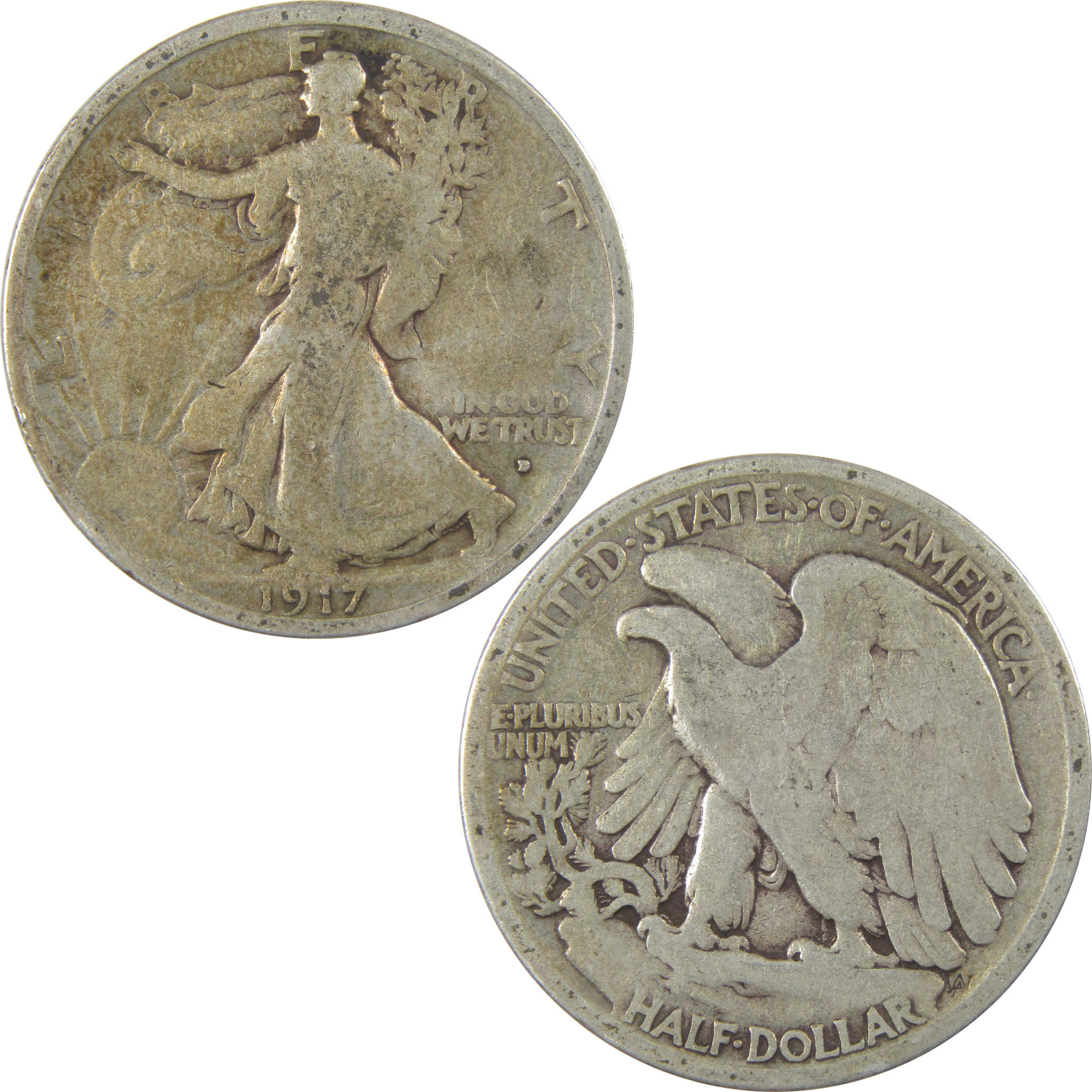 1917 D Obverse Liberty Walking Silver 50c VG Very Good SKU:I24120