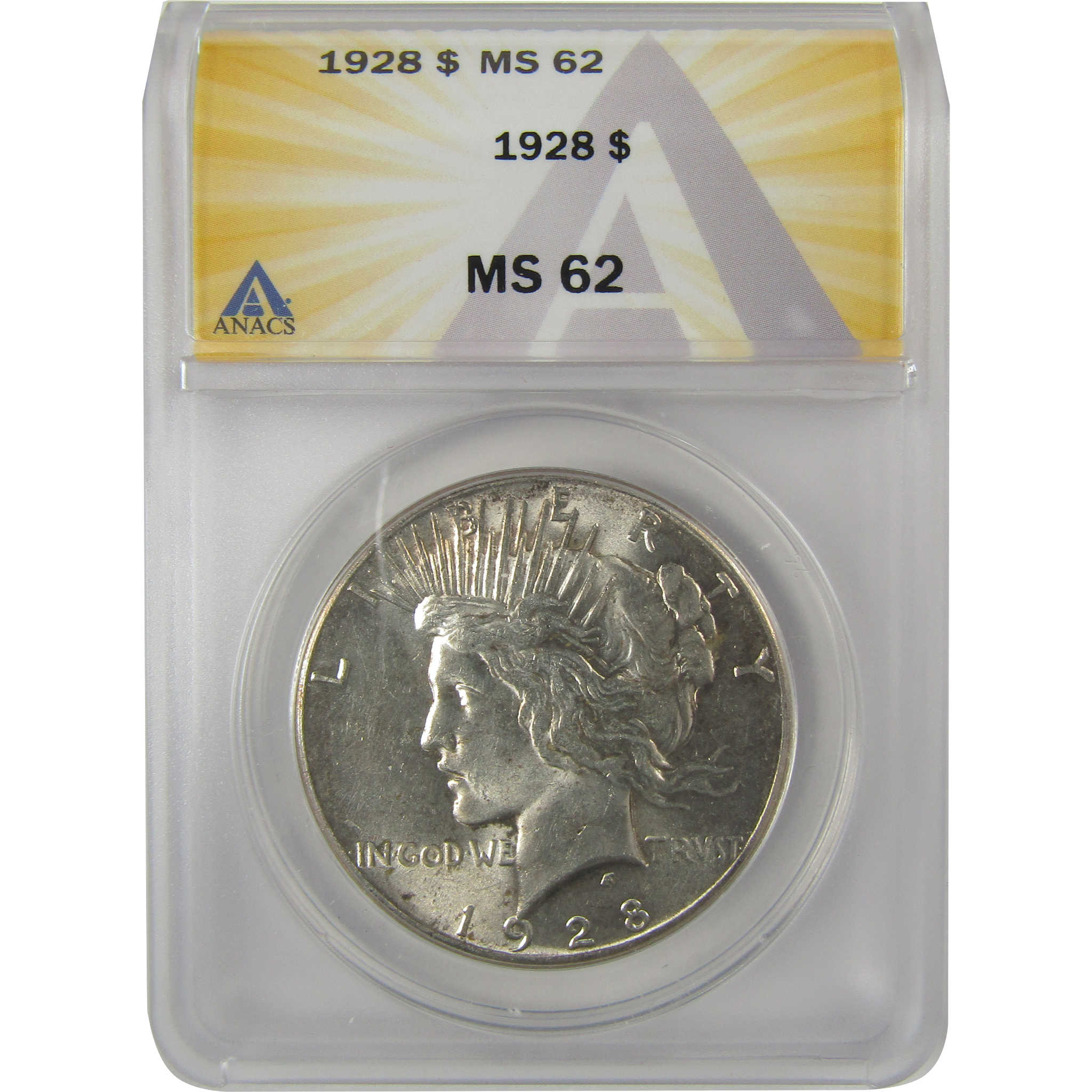 1928 Peace Dollar MS 62 ANACS Silver Uncirculated $1 Coin SKU:I20767