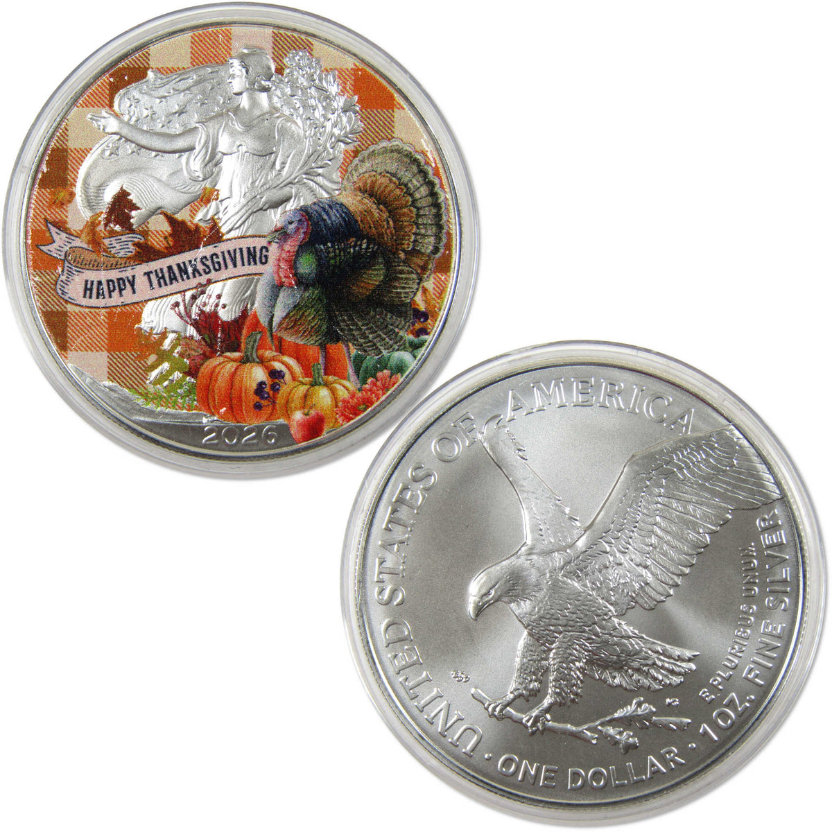 2026 Happy Thanksgiving Colorized American Silver Eagle $1 Coin