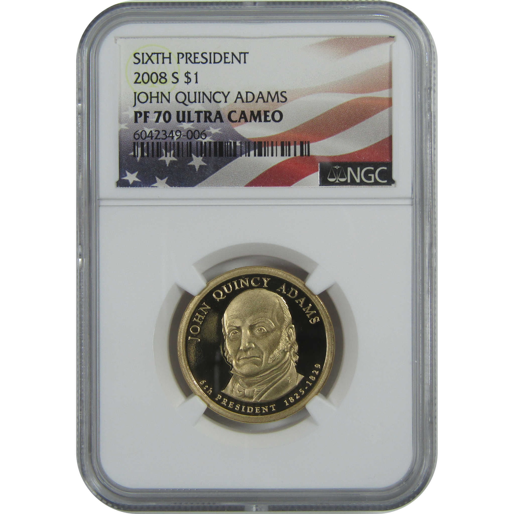 2008 S Quincy Adams Presidential Dollar PF 70 UCAM NGC SKU:CPC9247