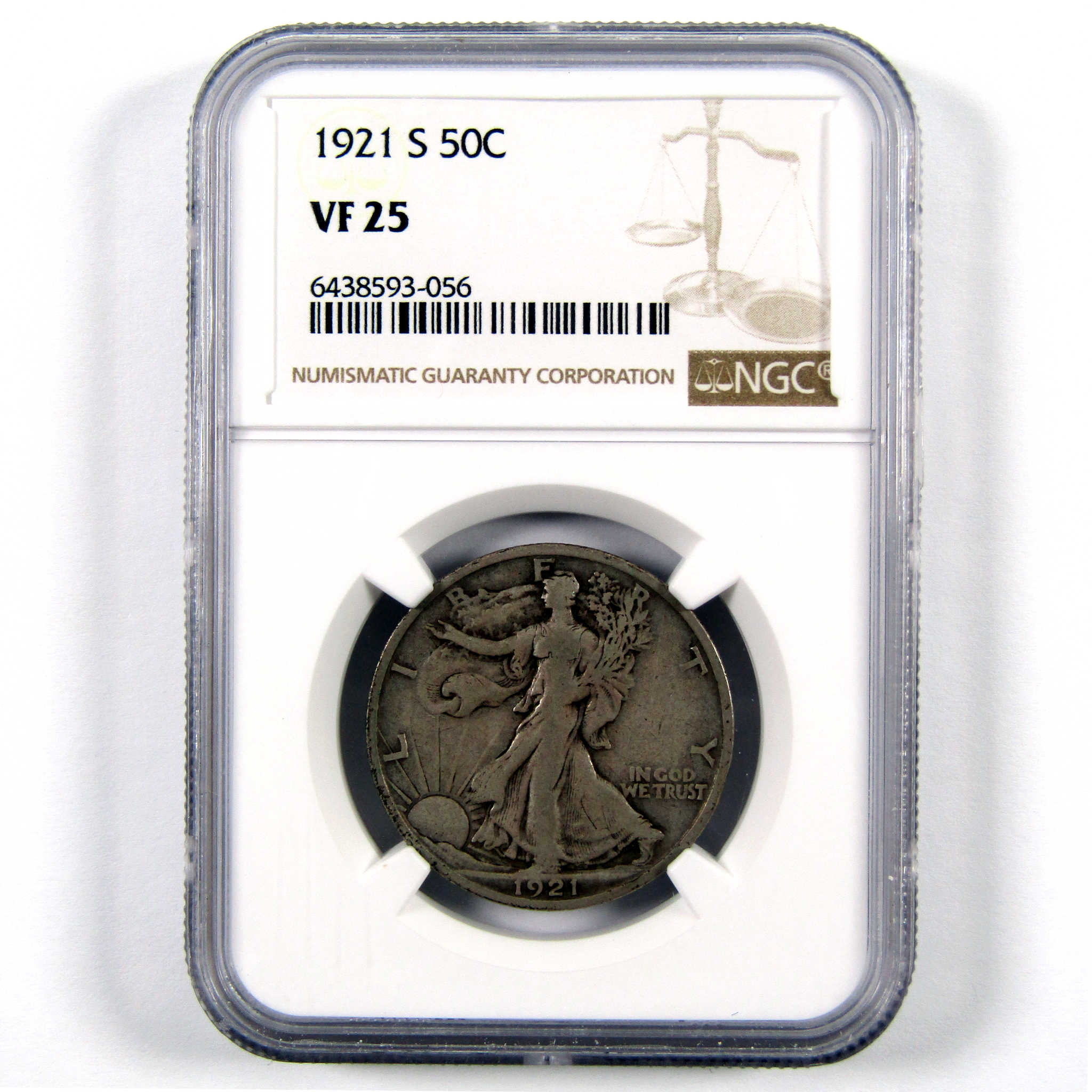 1921 S Liberty Walking Half Dollar VF 25 NGC 90% Silver 50c SKU:I10482