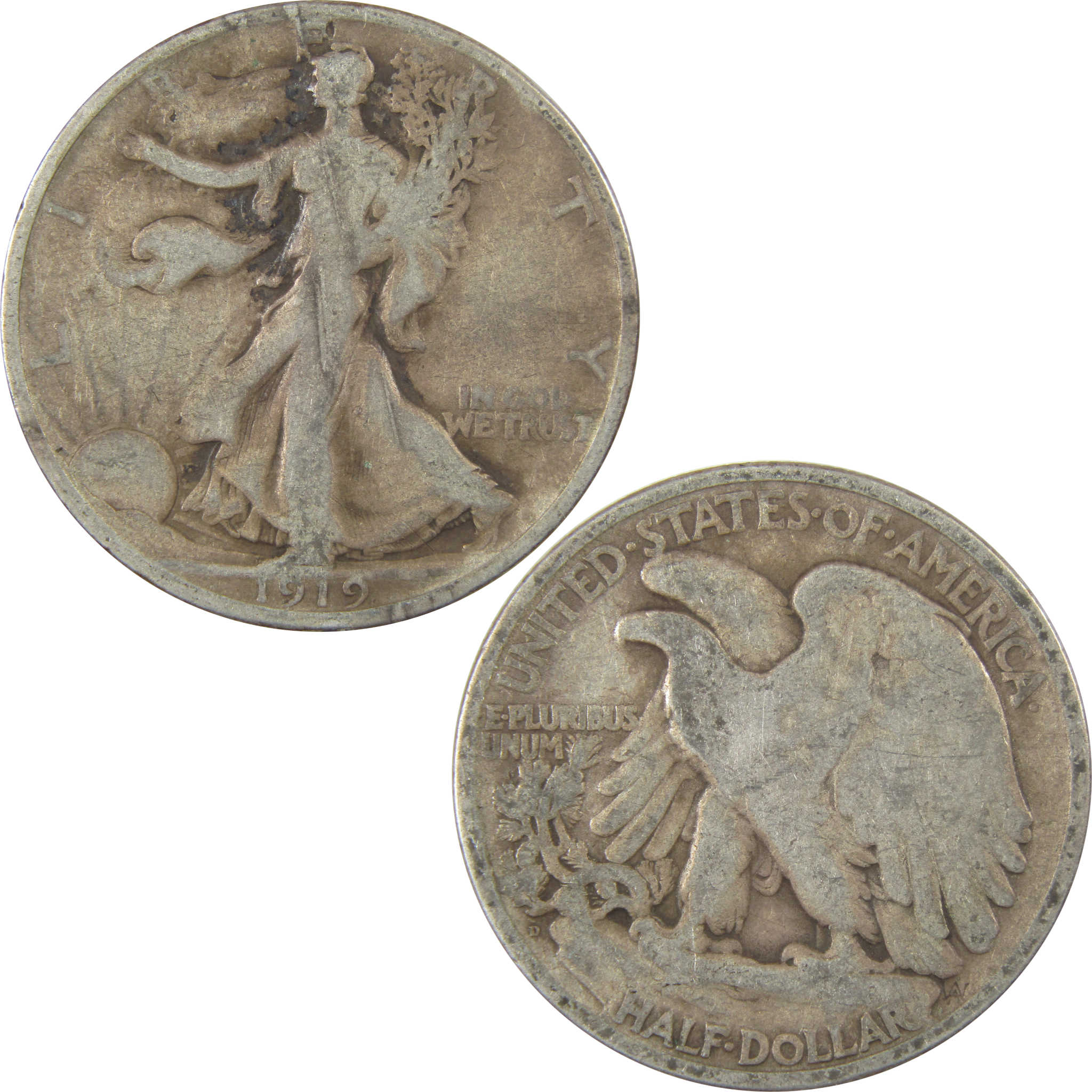 1919 D Liberty Walking Silver 50c VG Very Good Details SKU:I24131