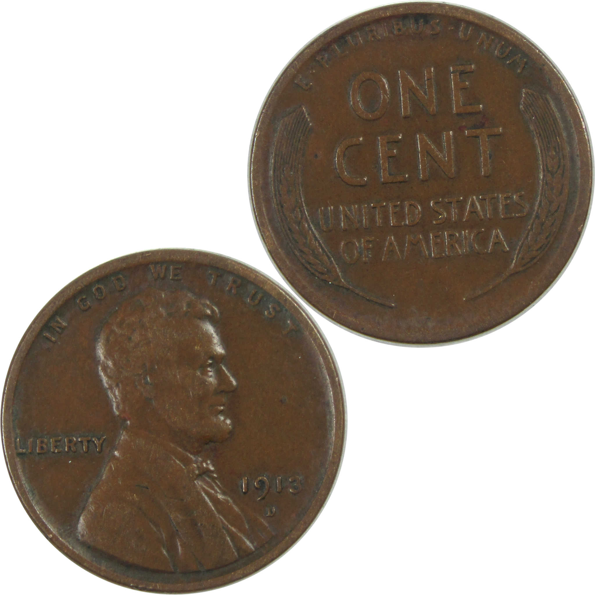 1913 D Lincoln Wheat Cent VF Very Fine Penny 1c Coin SKU:I16568