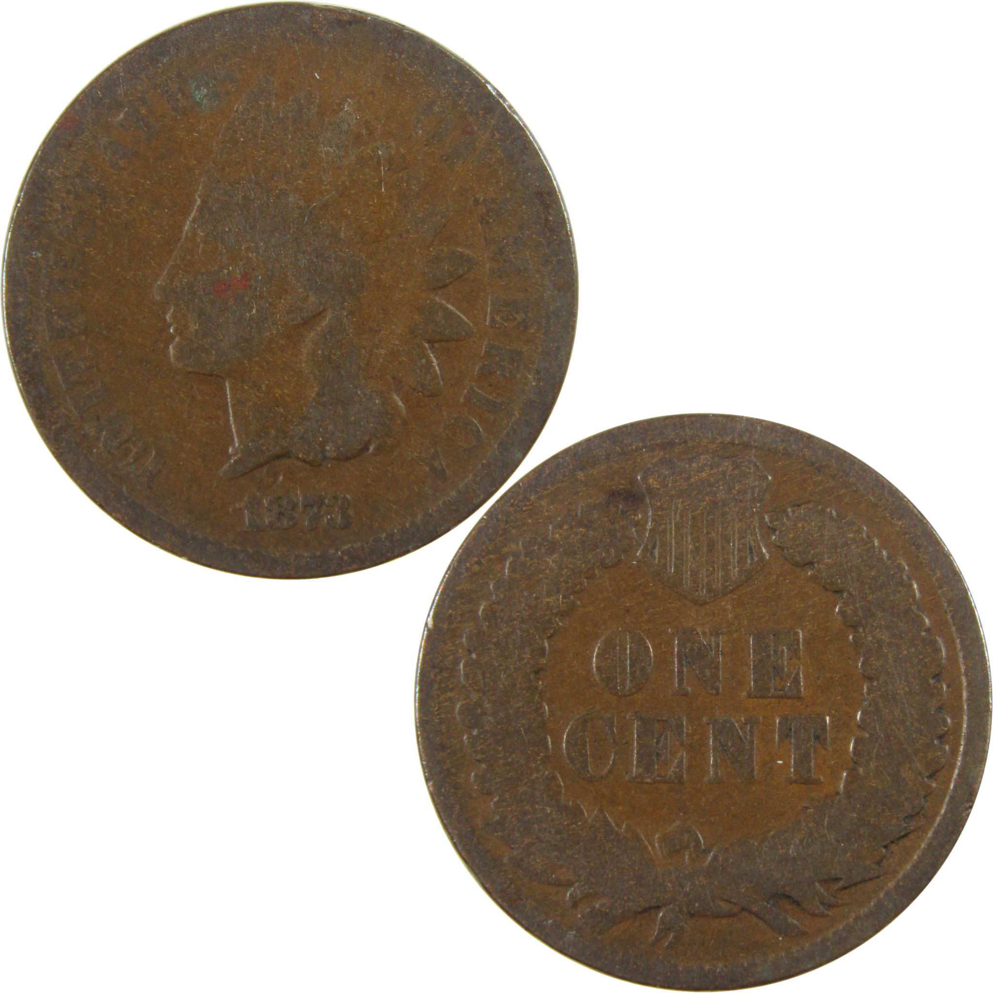 1873 Open 3 Indian Head Cent G Good Penny 1c Coin SKU:I28229