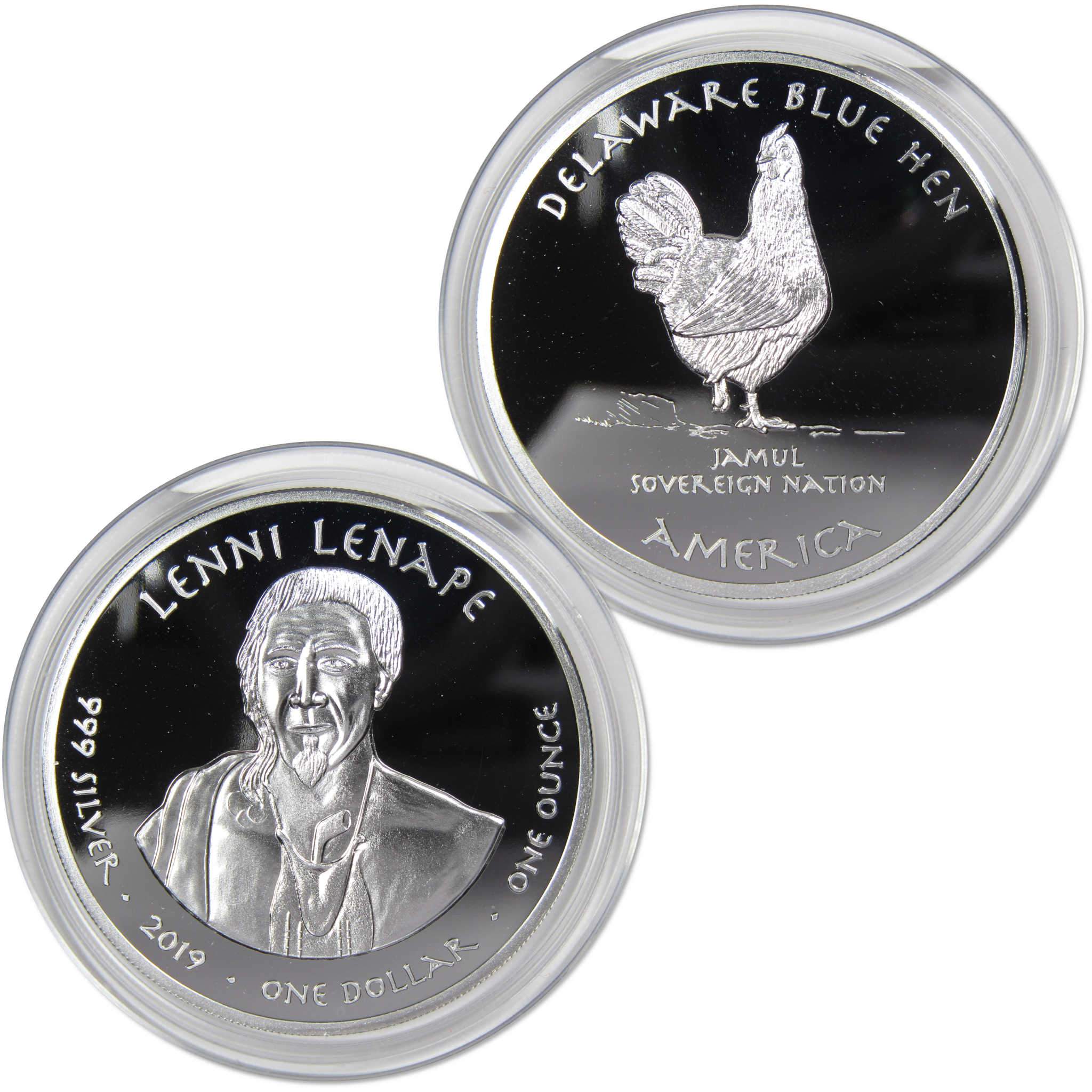 2019 Native American Jamul Lenni Lenape Delaware Blue Hen 1 oz Silver