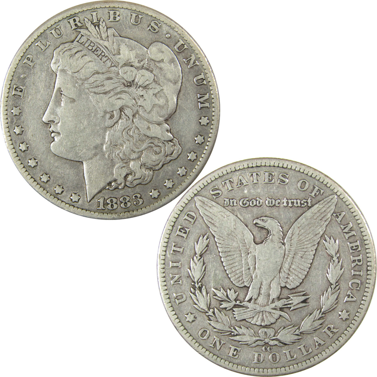 1883 CC Morgan Silver Dollar F Fine $1 Coin Collectible SKU:CP1577 - Morgan coin - Morgan silver dollar - Morgan silver dollar for sale - Profile Coins &amp; Collectibles