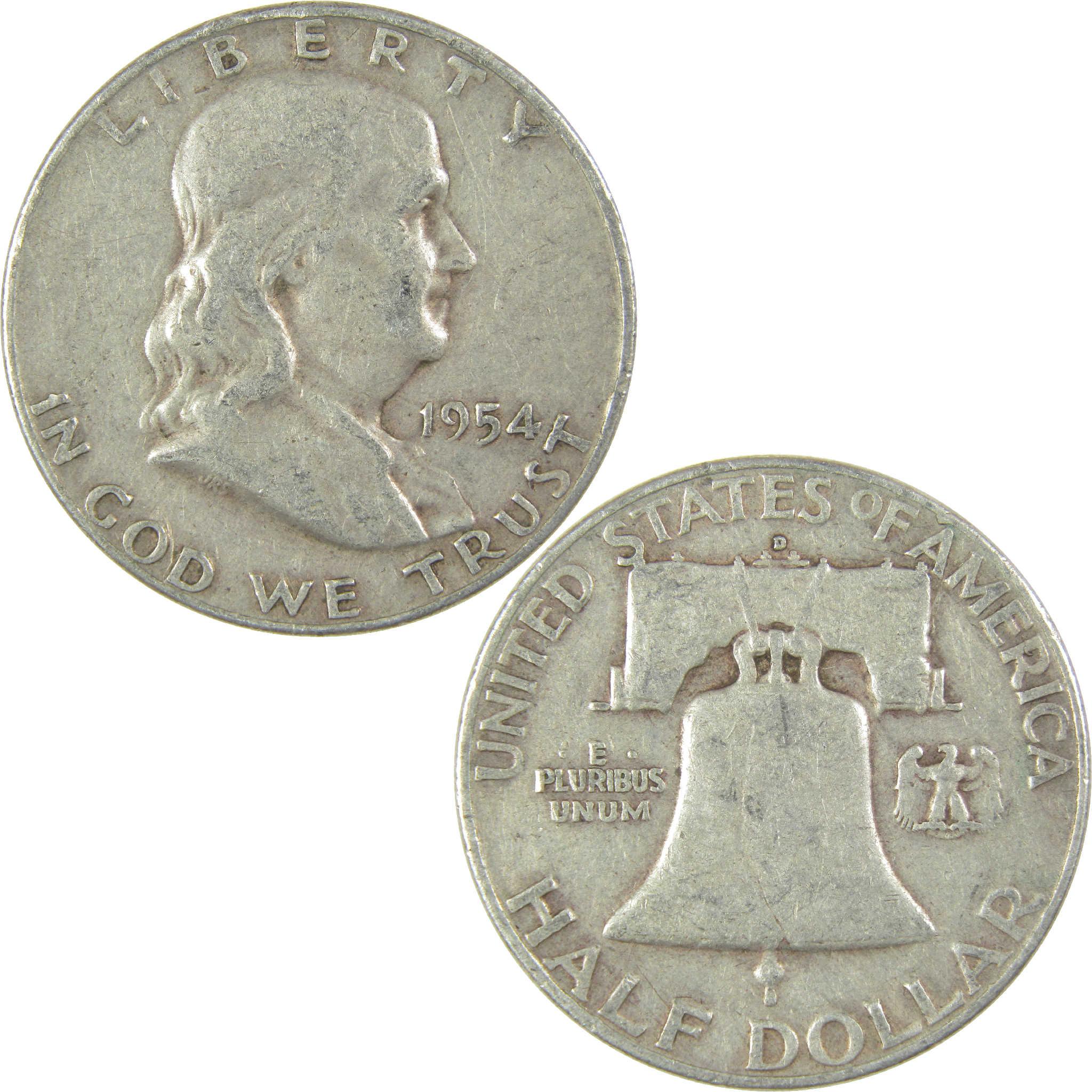 1954 D Franklin Half Dollar VG Very Good Silver 50c Coin