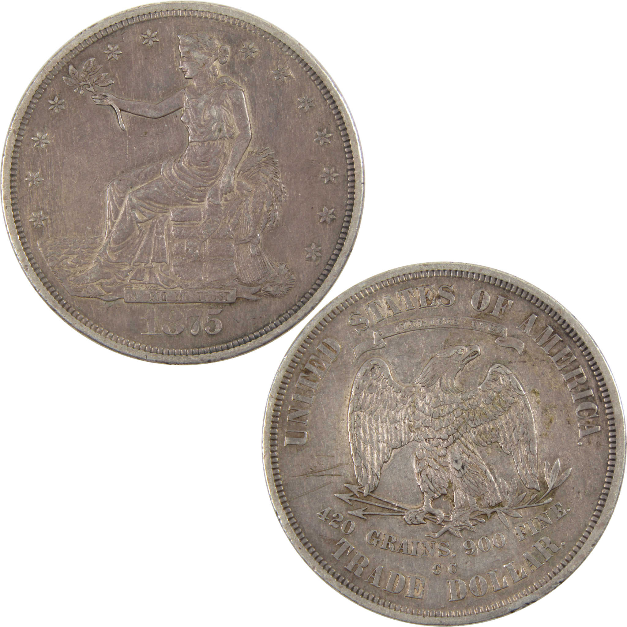 1875 CC Type 1 Reverse Trade Dollar XF EF Extremely Fine SKU:I8403