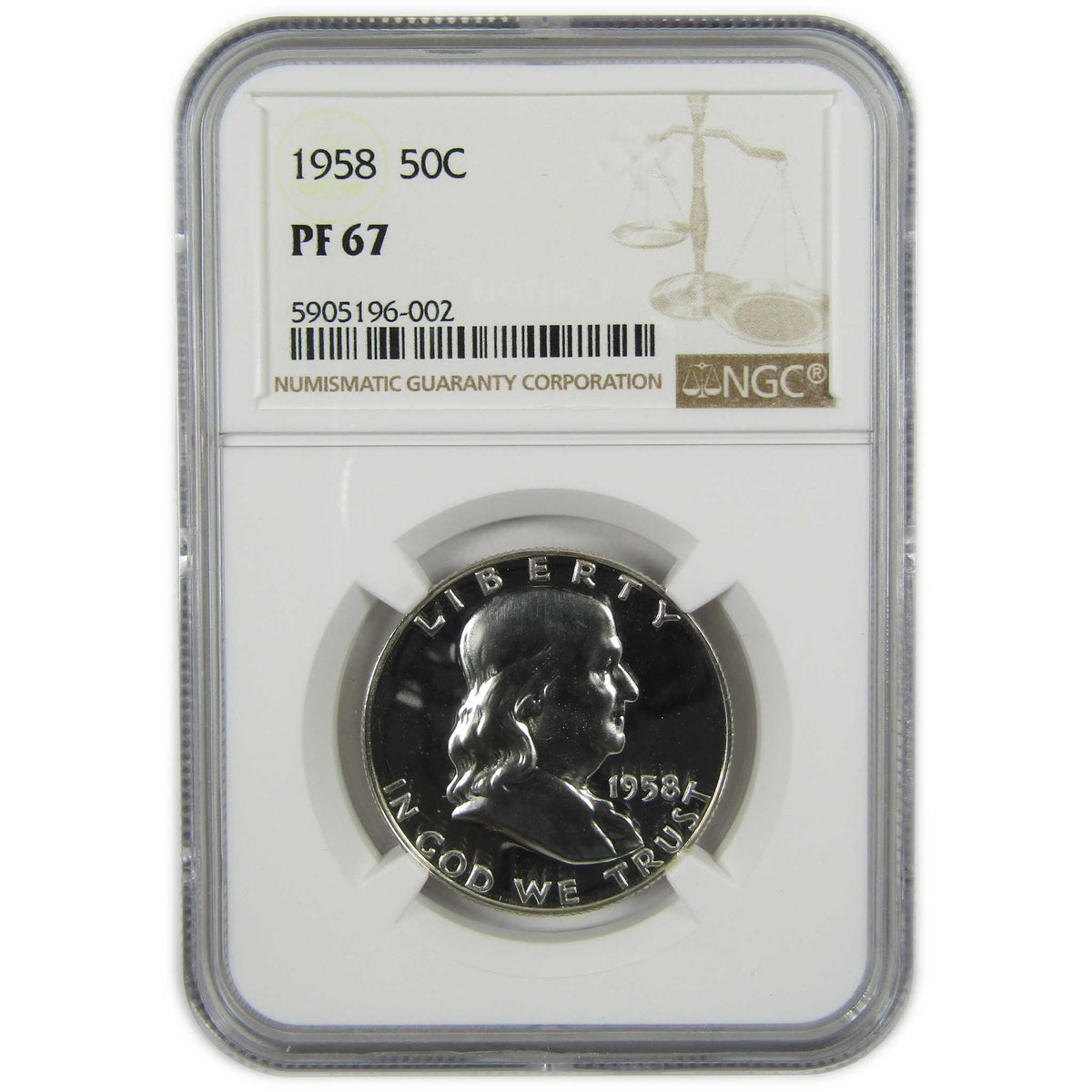 1958 Franklin Silver Half Dollar PF 67 NGC Proof 50c Coin SKU:I28805