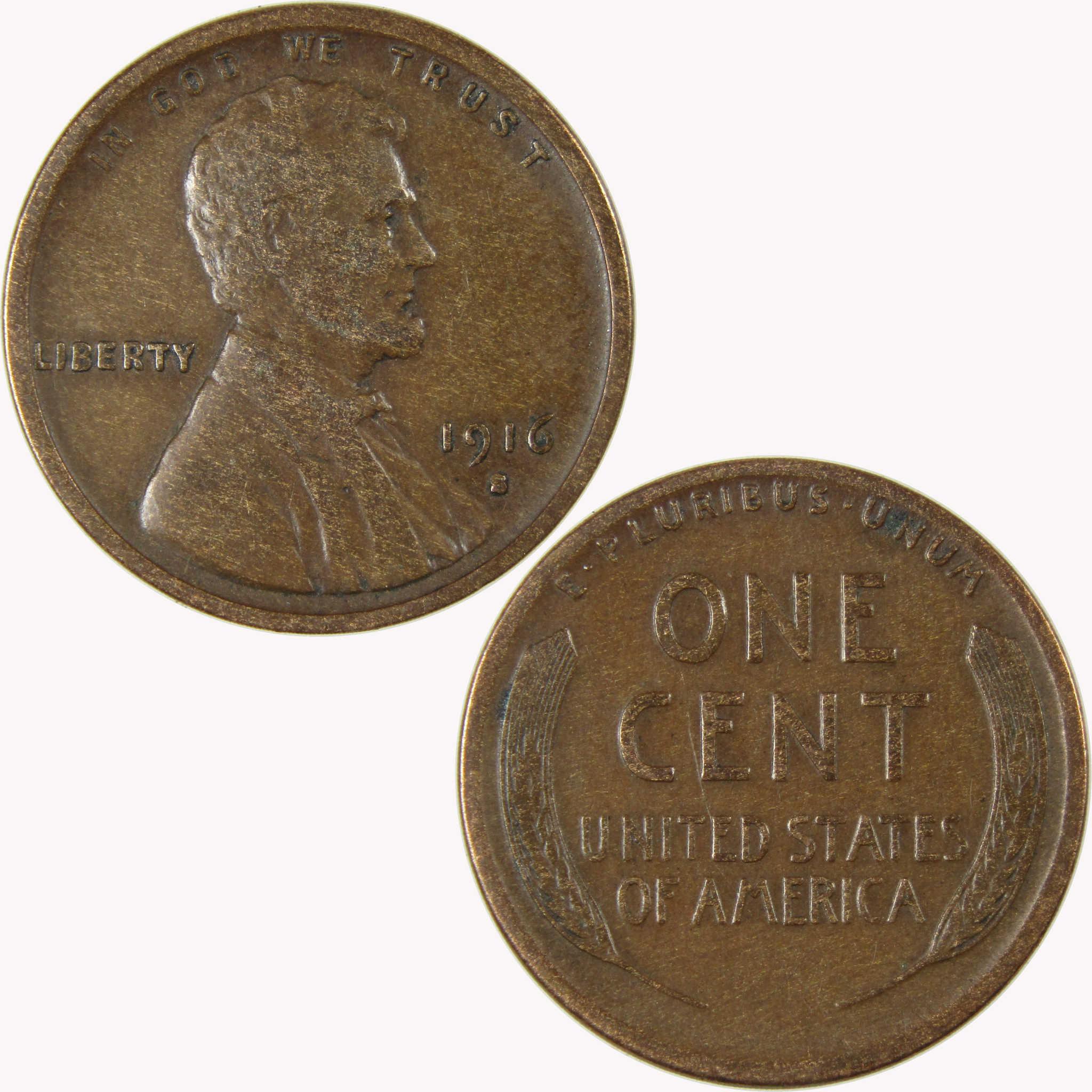 1916 S Lincoln Wheat Cent VF Very Fine Penny 1c Coin SKU:I26312