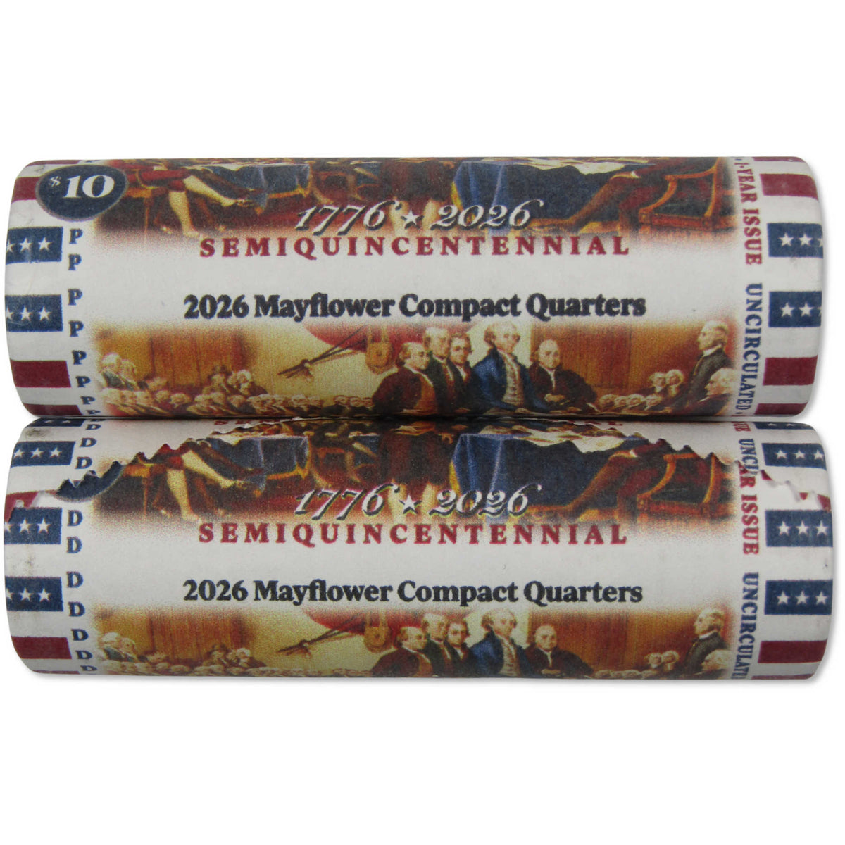 2026 P&D Mayflower Compact Semiquincentennial 25c Uncirculated Rolls
