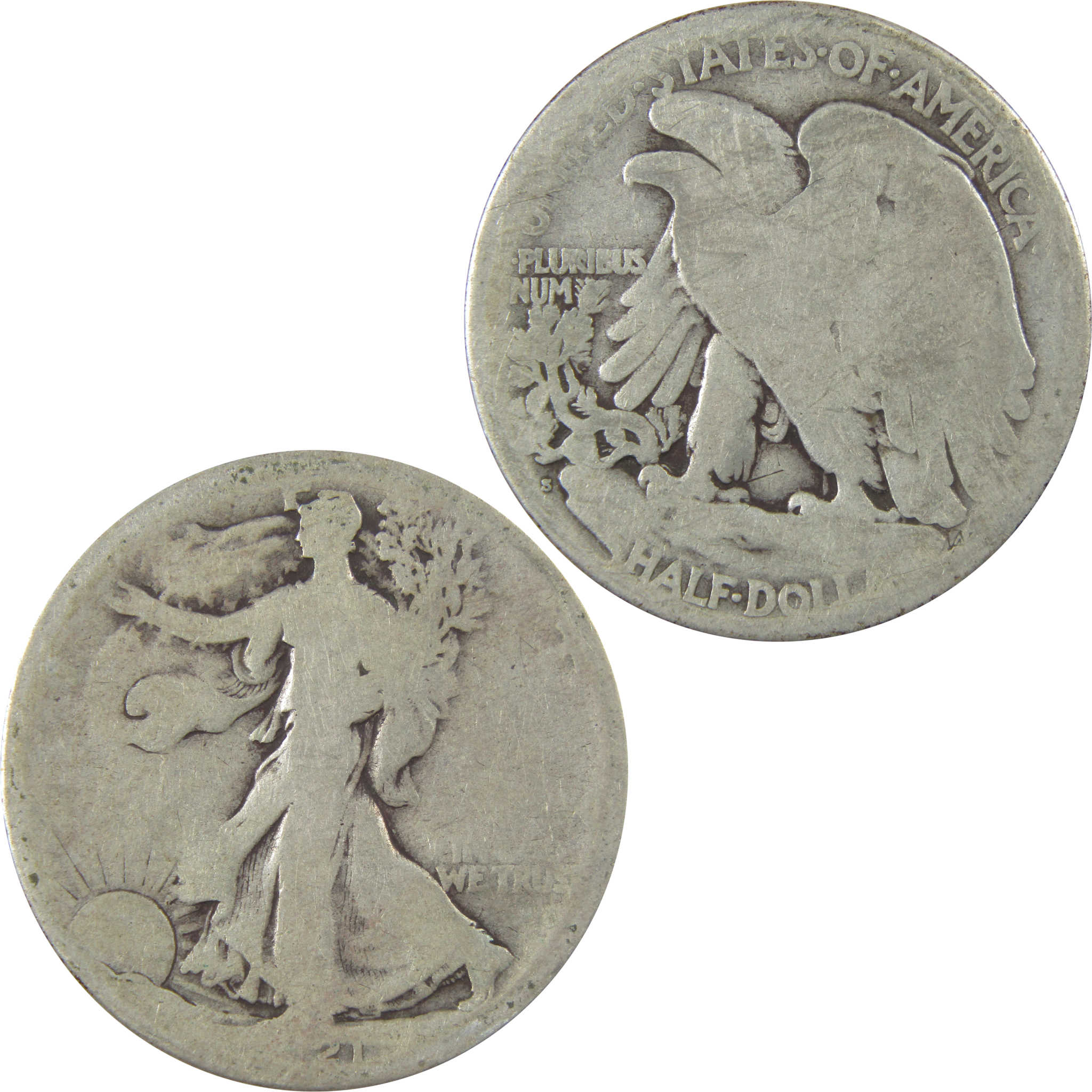 1921 S Liberty Walking Silver Half Dollar AG About Good SKU:I24106