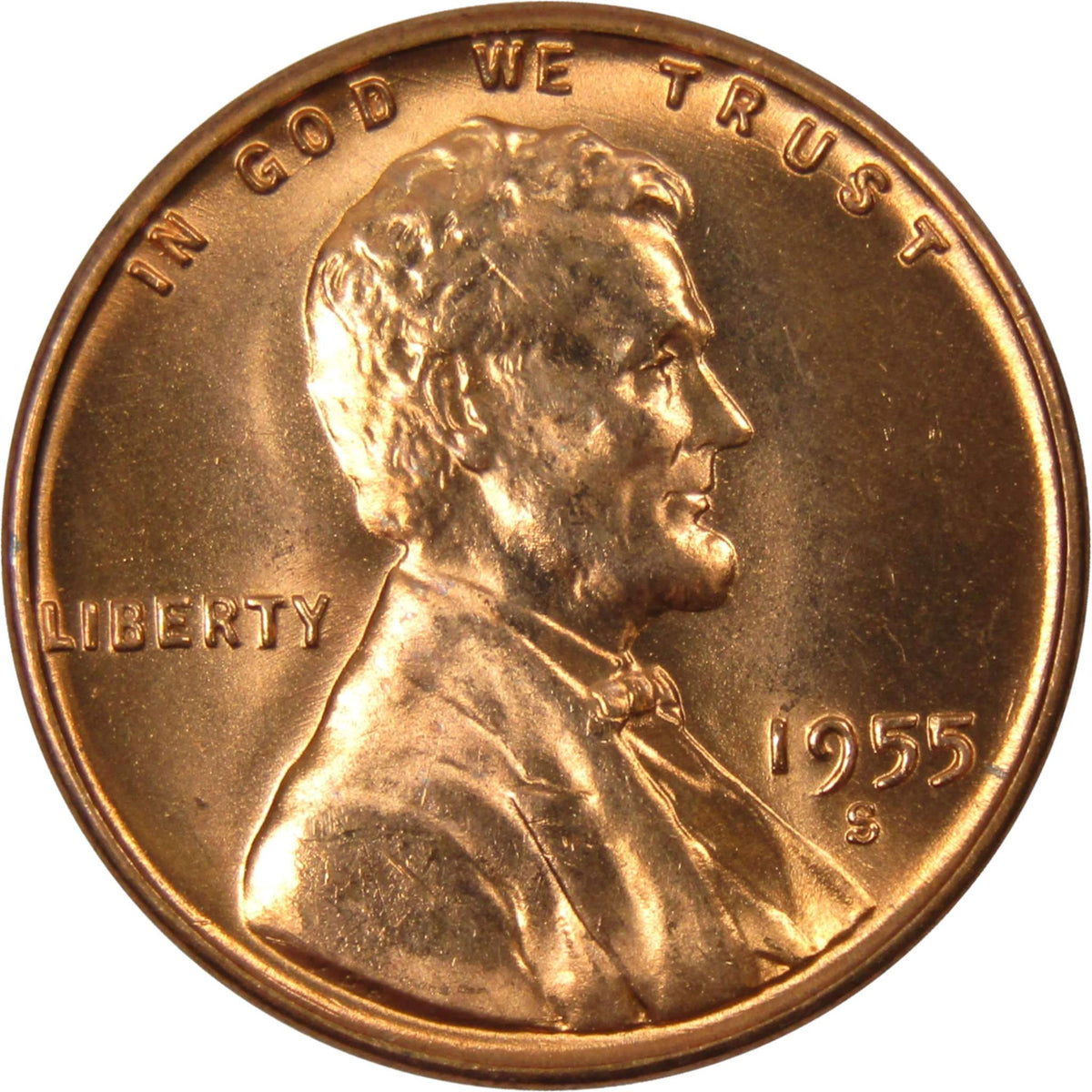 1955 S Lincoln Wheat Cent Uncirculated Mint State Penny 1c Coin