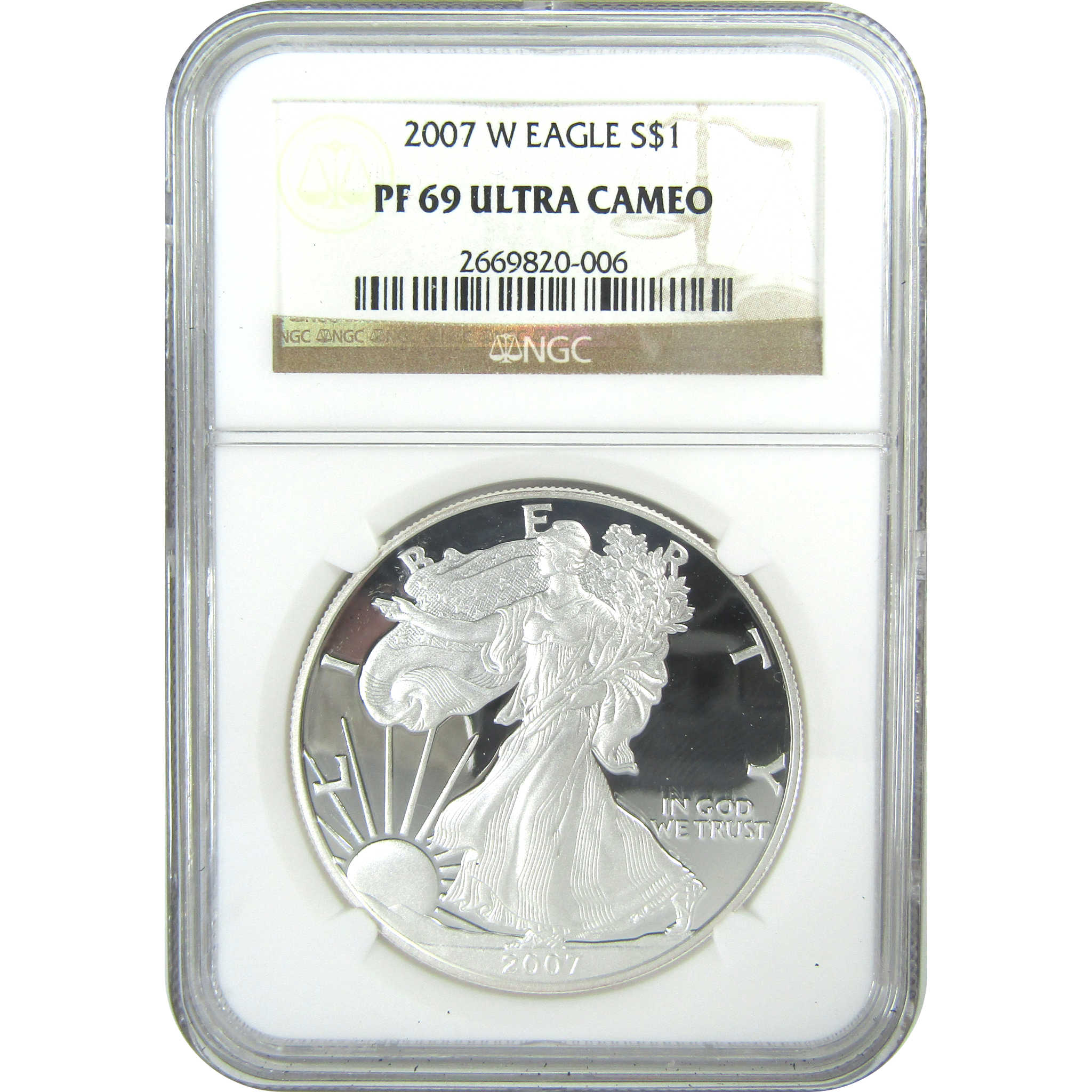 2007 W American Silver Eagle PF 69 UCAM NGC Proof $1 SKU:CPC9536