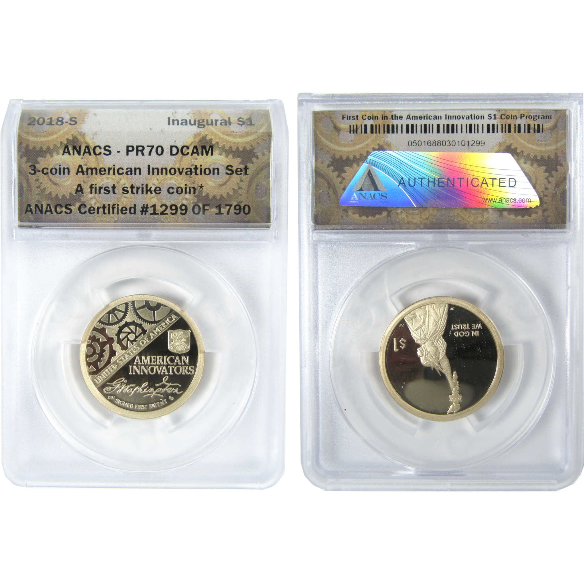 2018 PDS American Innovation Dollar 3 Coin Set ANACS SKU:CPC9374