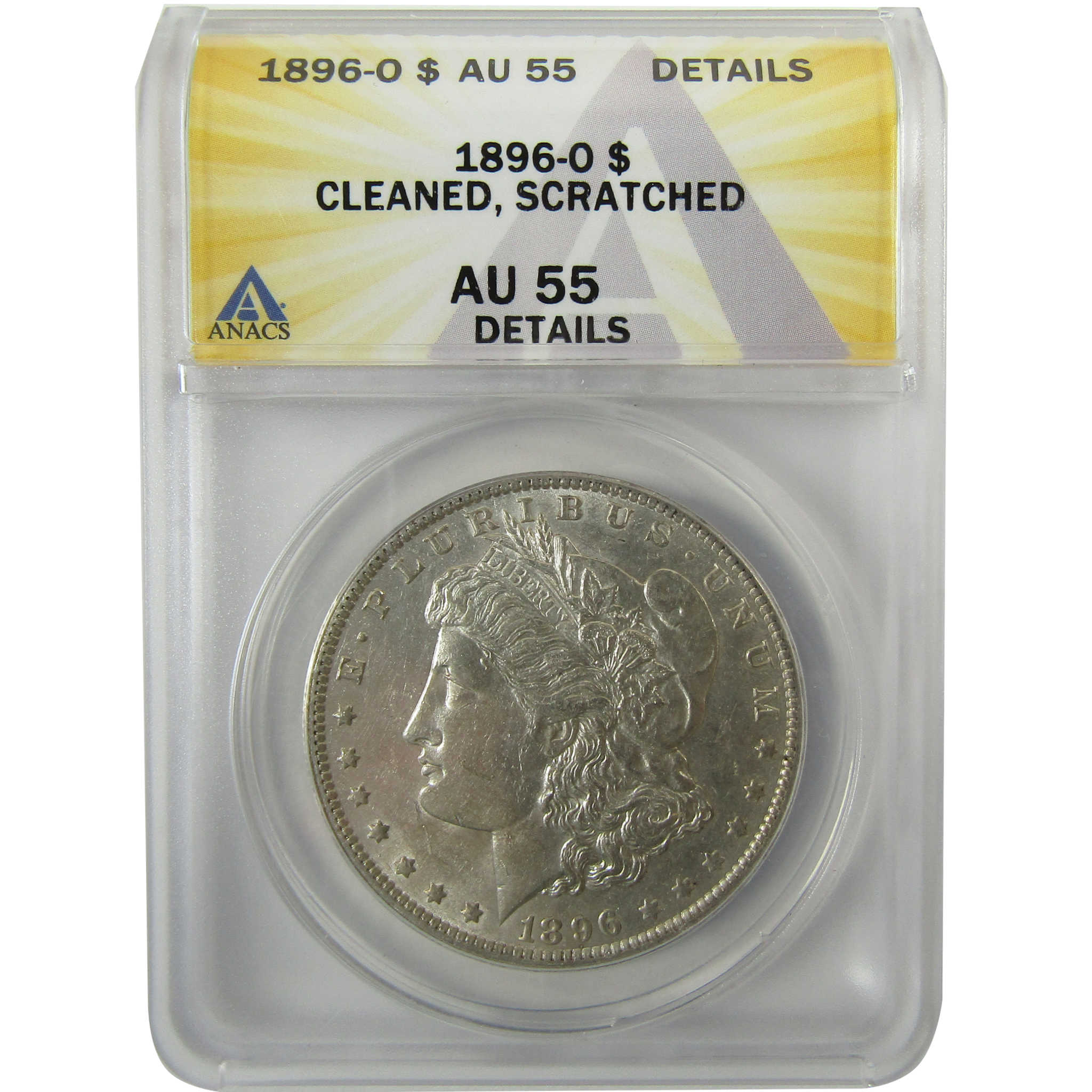 1896 O Morgan Silver Dollar AU 55 Details ANACS $1 Coin SKU:I28465