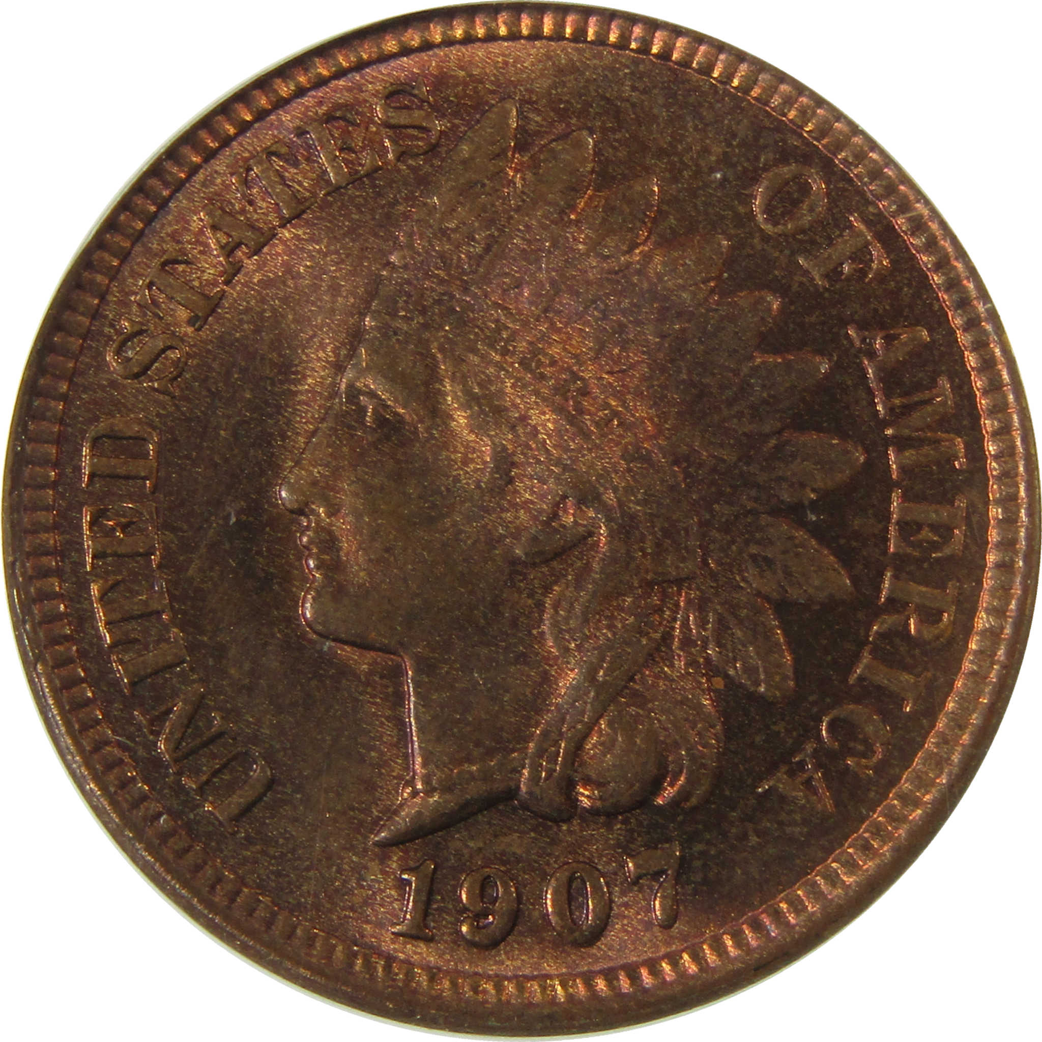 1907 Indian Head Cent MS 64 RB ANACS Uncirculated Penny SKU:I28404