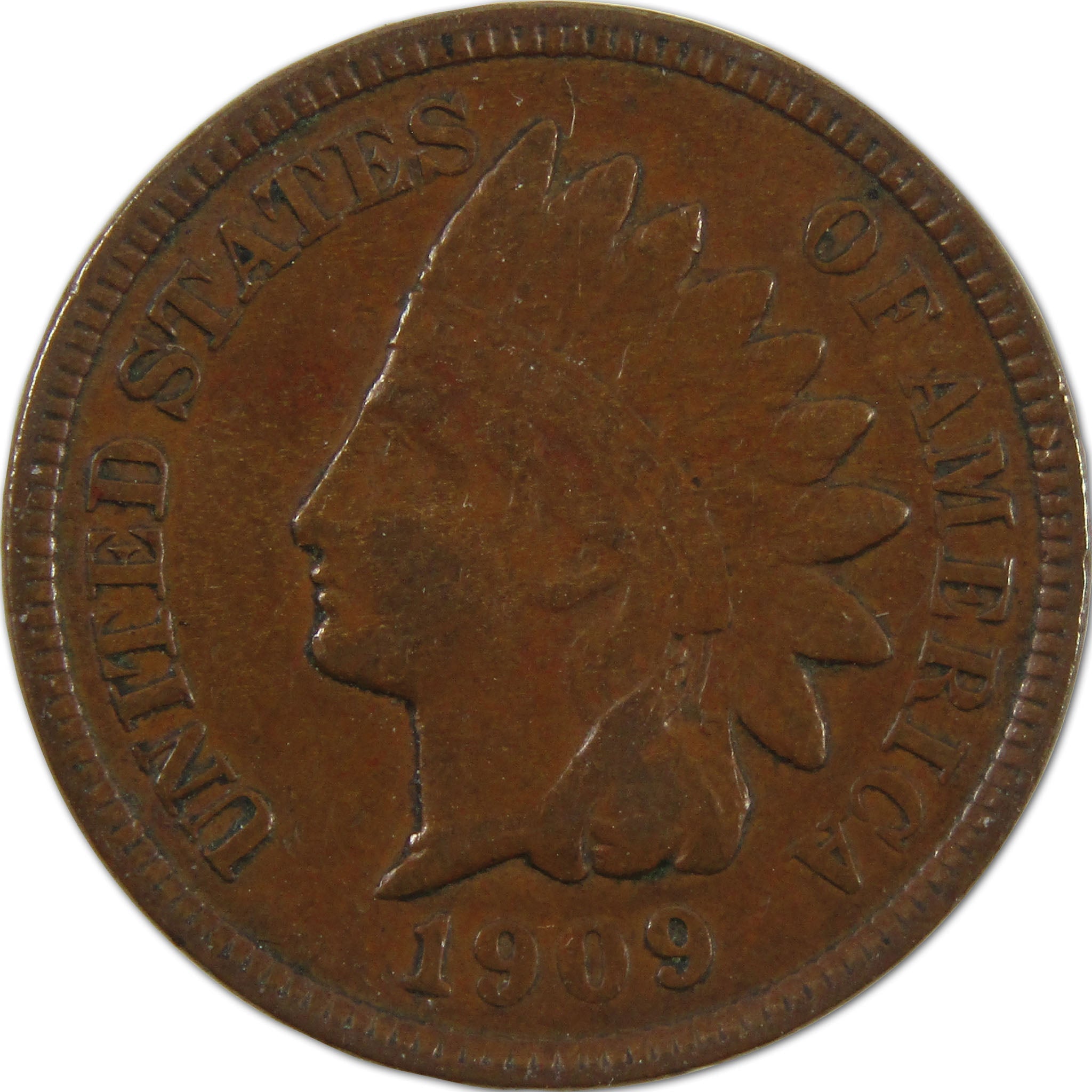 1909 Indian Head Cent VF Very Fine Penny 1c Coin SKU:I10362