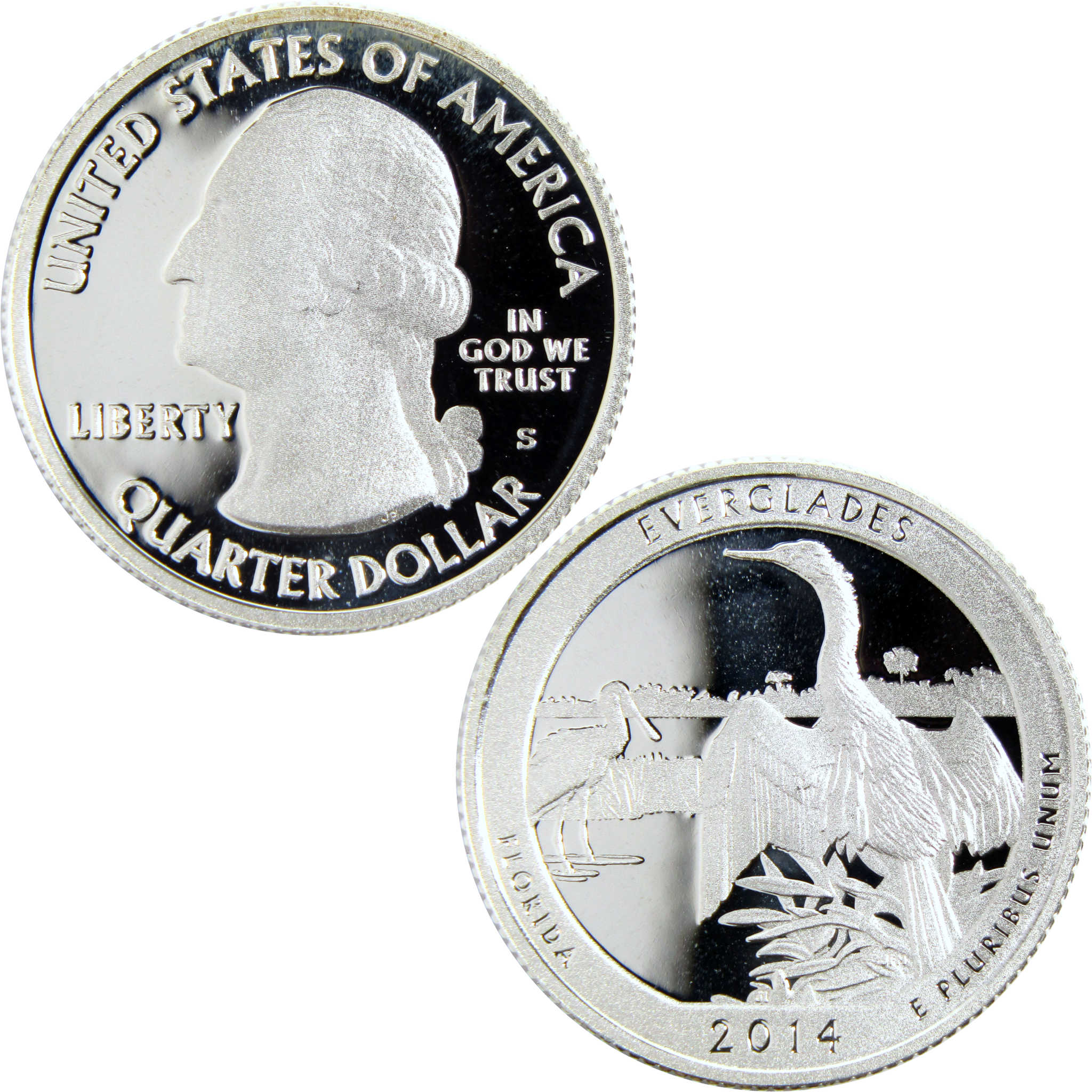 2014 S Everglades National Park Quarter Silver 25c Proof Coin