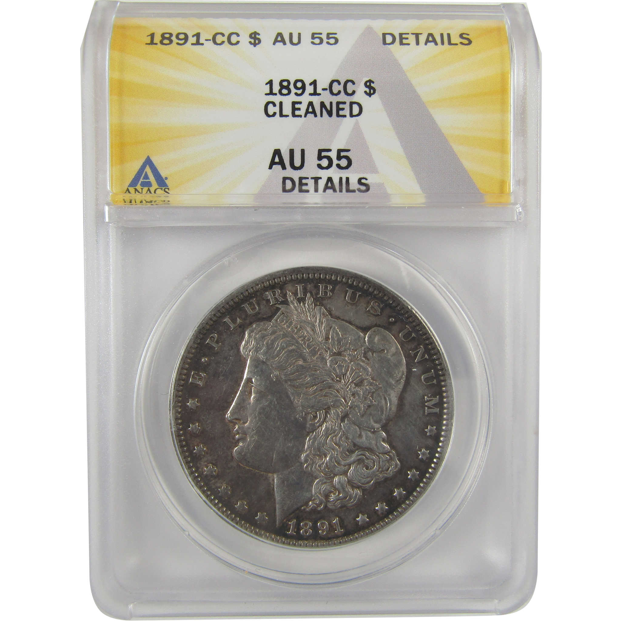 1891 CC Morgan Dollar AU 55 Details ANACS Silver $1 Coin SKU:CPC0822 - Morgan coin - Morgan silver dollar - Morgan silver dollar for sale - Profile Coins &amp; Collectibles