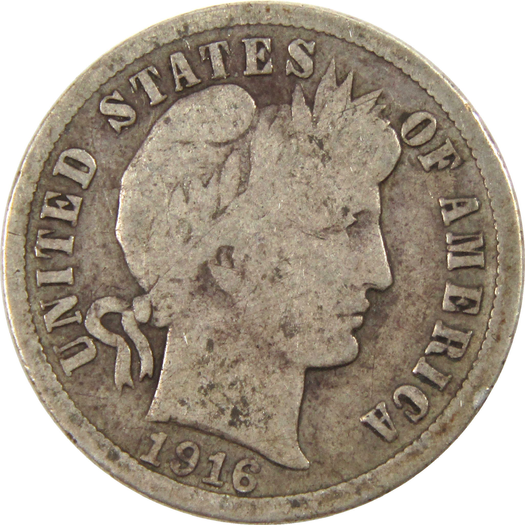 1916 S Barber Dime G Good Silver 10c Coin